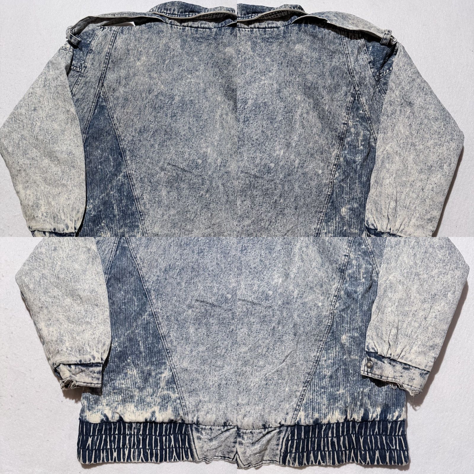 Denime VINTAGE Izzi Puffer Jacket Women's Blue Acid Wash Denim Frayed Cuffs Retro XL Jacket - Denim Blue Puffer Women's Izzi Vintage 90s Retro Size XL / US 12-14 / IT 48-50 - 9 Thumbnail