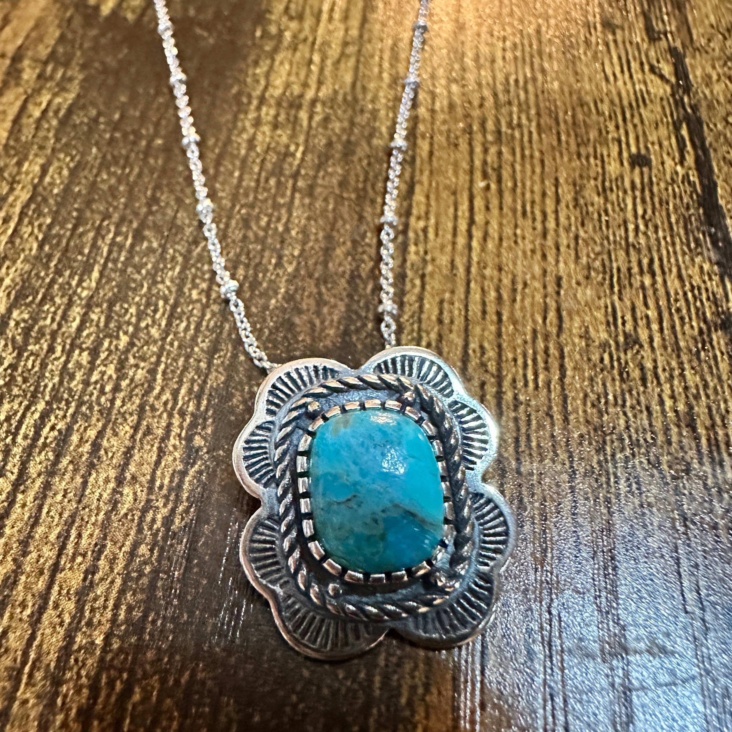 Other Turquoise Elegance: Sterling Silver Beaded Chain Necklace 16 Size ONE SIZE - 1 Thumbnail