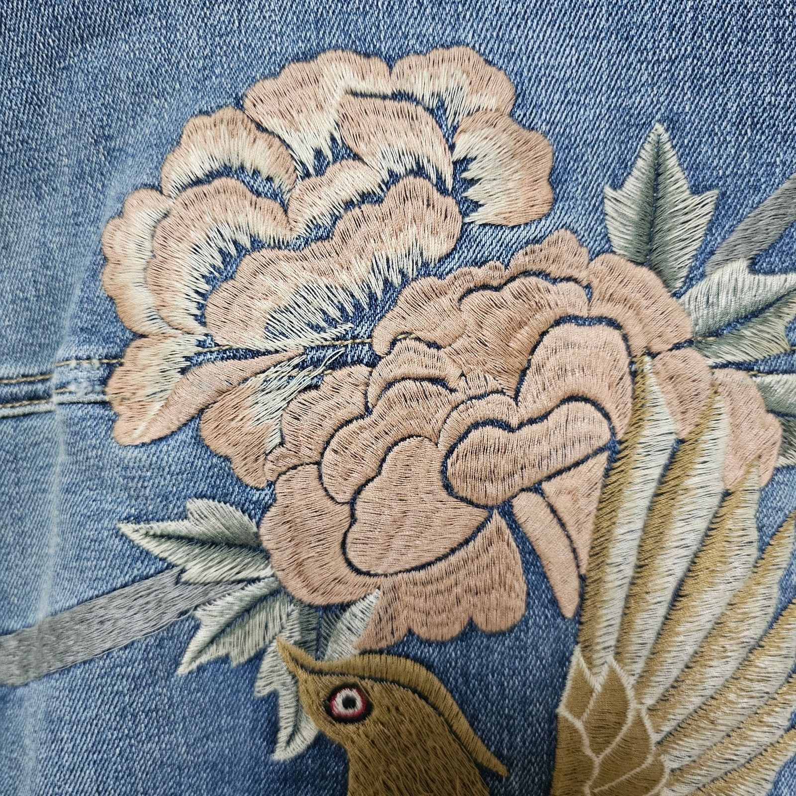 Mavi NWT MAVI Gold Denim Jacket "ROSE" Embroidery on Back Size S Size S / US 4 / IT 40 - 6 Thumbnail