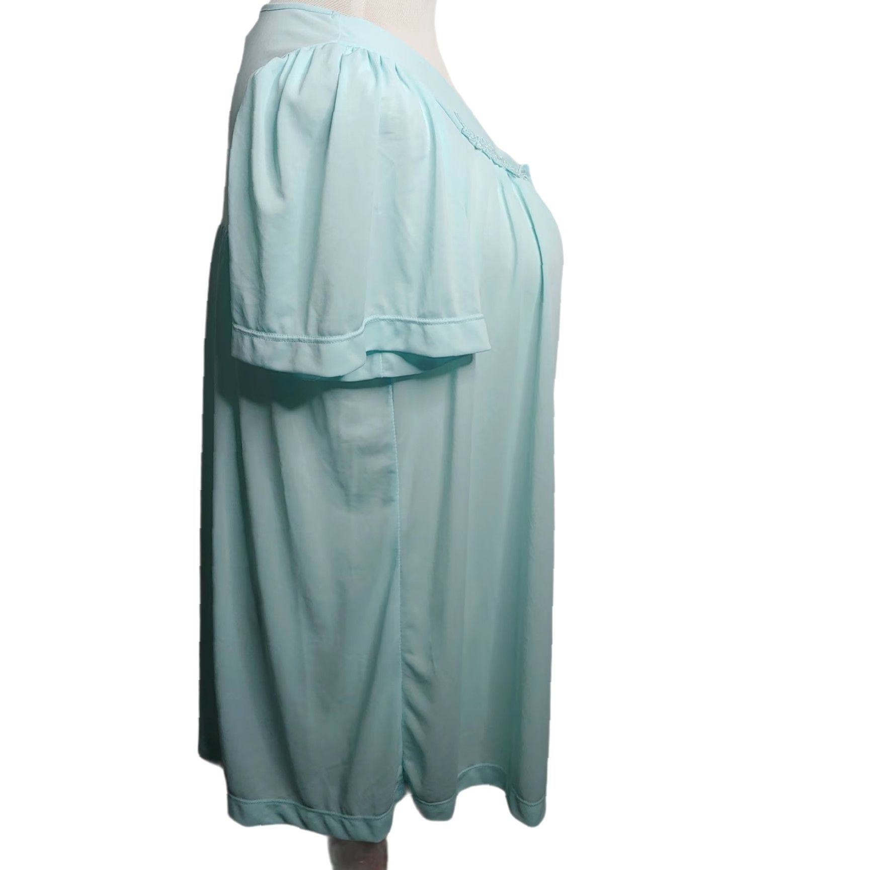 Vintage Colette by Miss Elaine Sleep Shirt Womens M Floral Button Up Nylon Light Blue Sleepshirt 100% Nylon V-Neck Short Sleeve Size M / US 6-8 / IT 42-44 - 3 Thumbnail