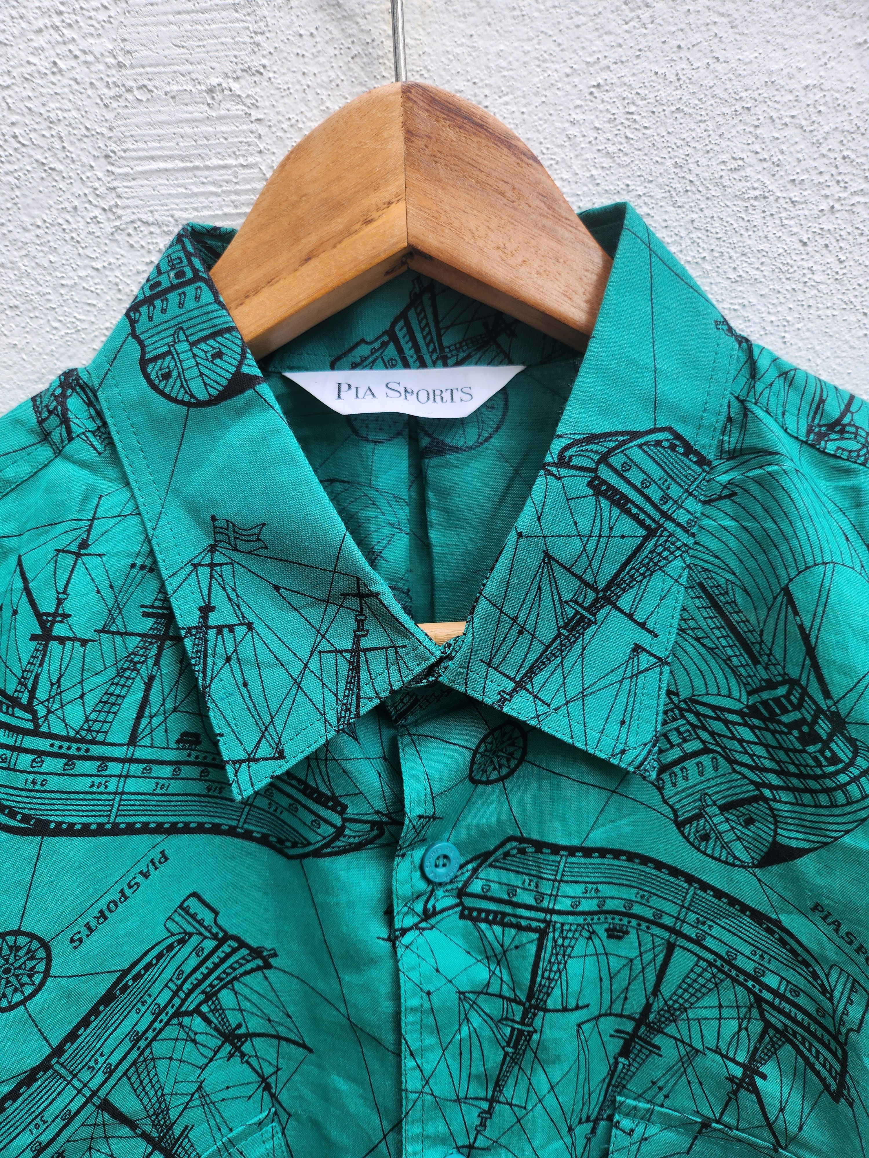 Japanese Brand 💥 Pia Sports Japan Sailing Ship Art Shirt Size US XXL / EU 58 / 5 - 6 Thumbnail