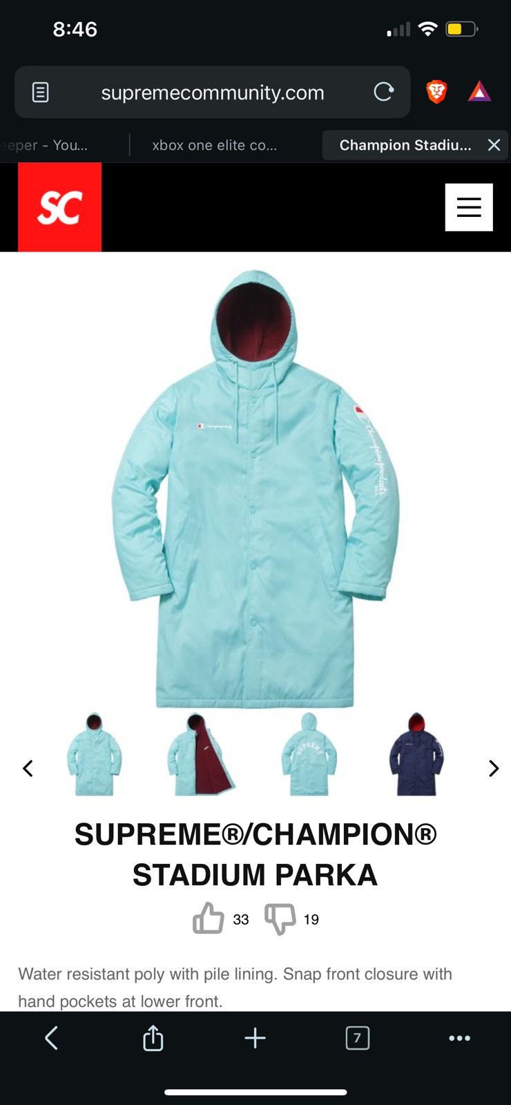Champion × Supreme 2016 Supreme Champion Parka Size US XL / EU 56 / 4 - 2 Thumbnail