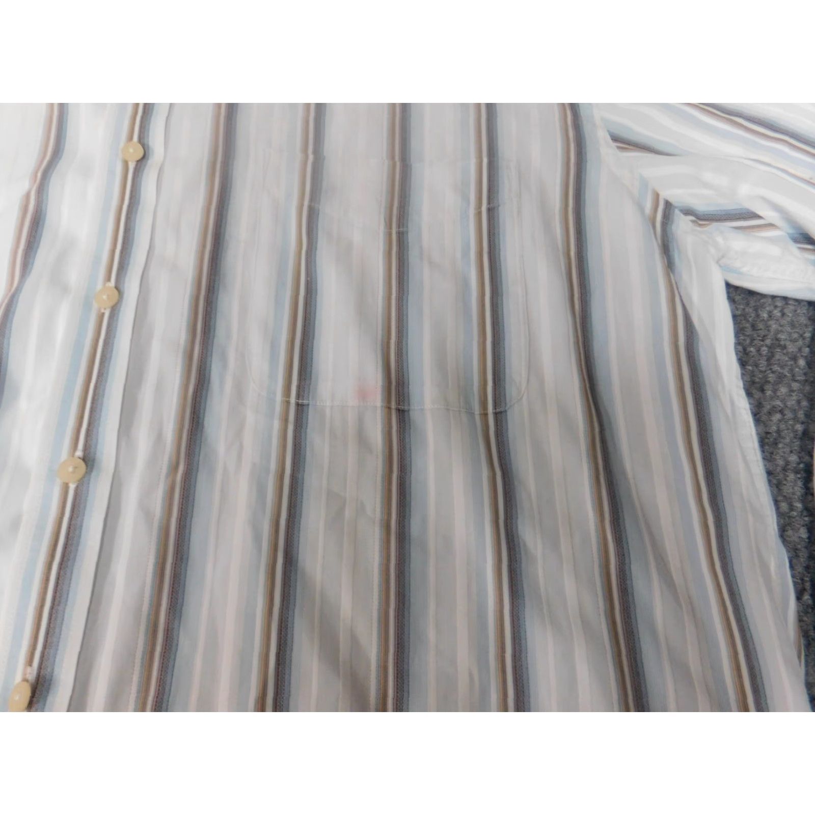 Vintage Alan Flusser Mens Shirt L White Striped Button-Down Long Sleeve Collared Cotton Knit Button-Up Pocket Vintage No Size US L / EU 52-54 / 3 - 4 Thumbnail