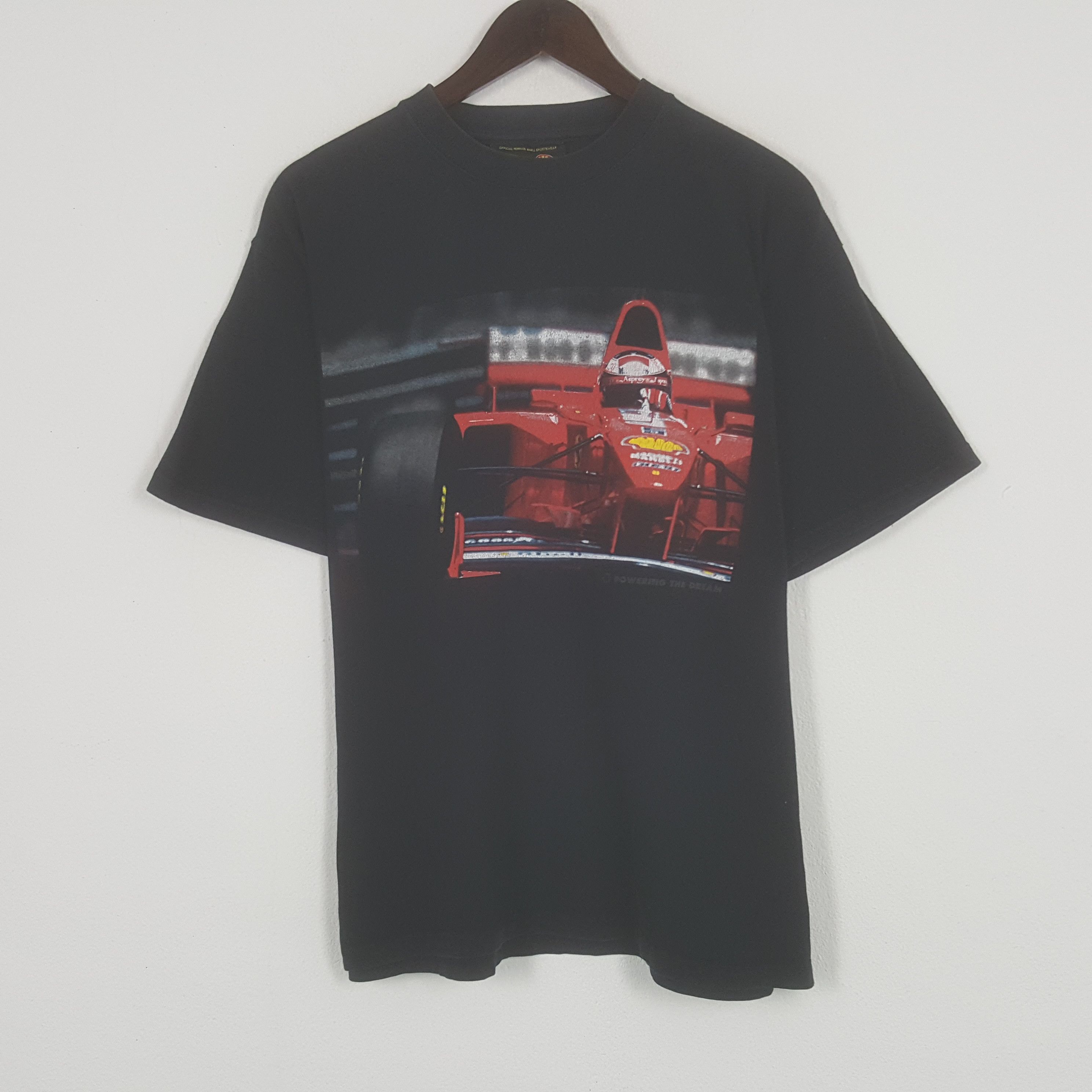 image of Ferrari X Shell Powering The Dream Tshirt in Black, Men's (Size Large)