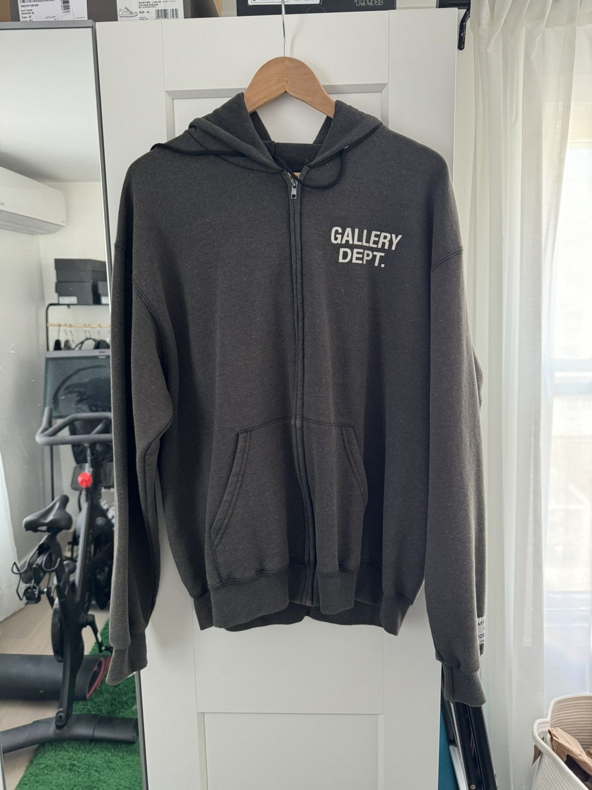 image of Gallery Dept Zip Up Hoodie in Grey, Men's (Size Medium)