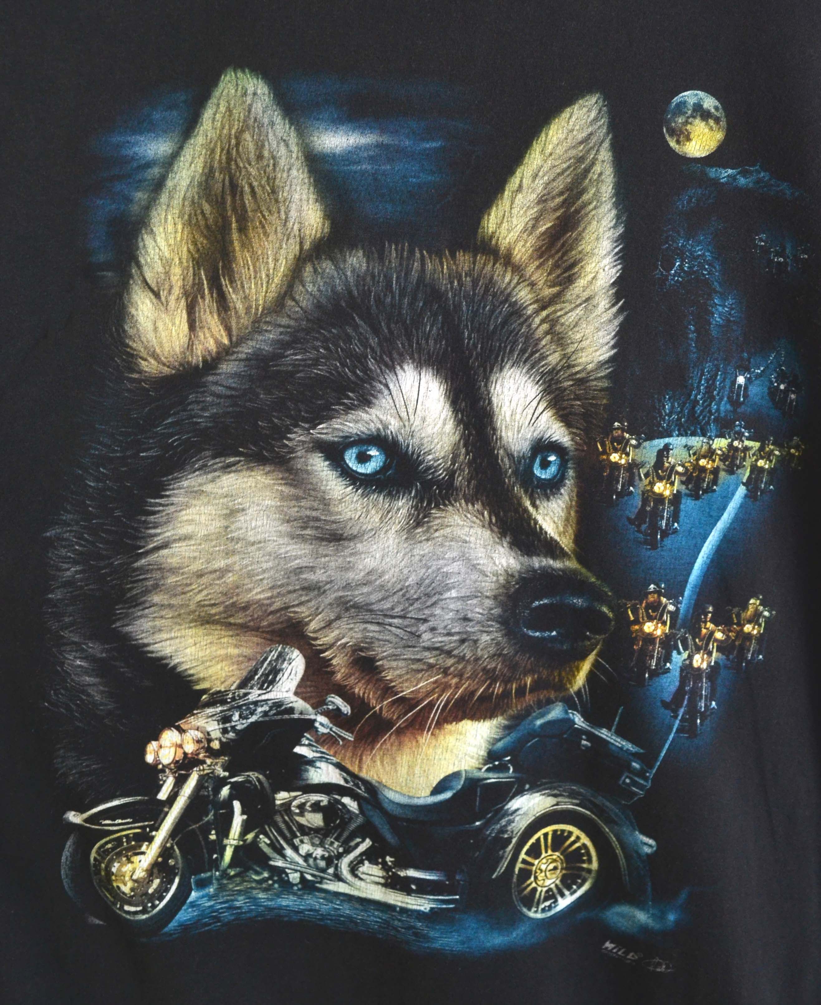 Harley Davidson Wild Wolf Bikes Vintage T-shirt Short Sleeve Size US XL / EU 56 / 4 - 6 Thumbnail