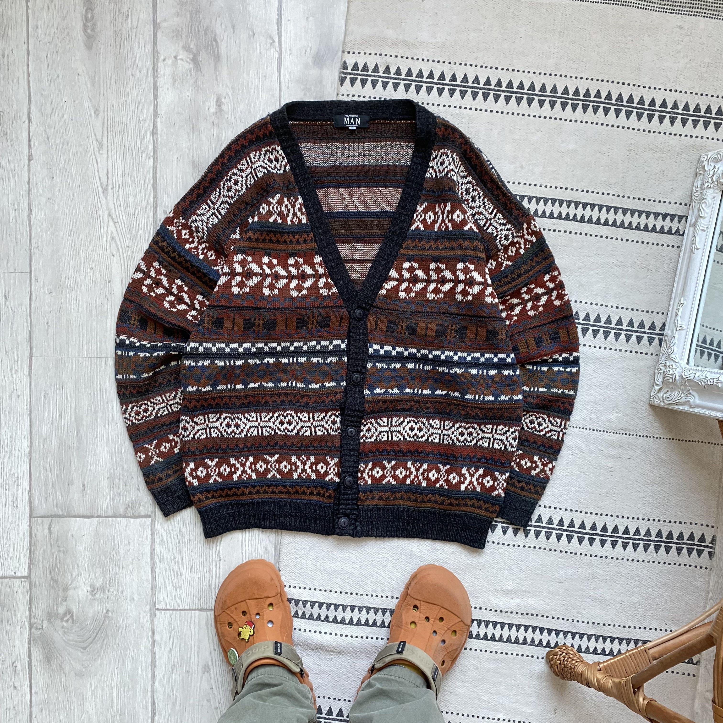 Tundra 👔 Vintage 80s-90s Cozy sweater knit multi cardigan Y2K Size US M / EU 48-50 / 2 - 1 Thumbnail