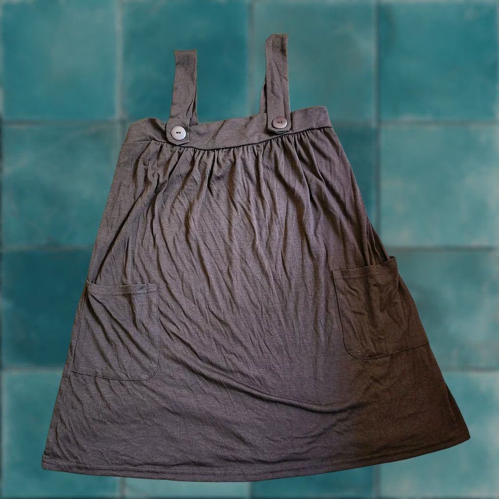 Vintage JFW Just For Wraps Women's Brown Pocket Jumper Dress L Knee Length Solid Sleeveless Button Closure Potable Birthday? Size L / US 10 / IT 46 - 1 Thumbnail