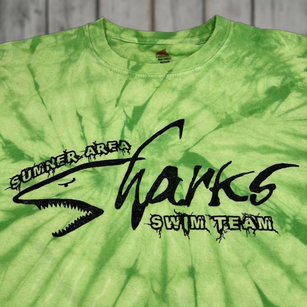Area VINTAGE Tie-Dye Swim Team T-Shirt Double-Sided Adult Small Green Summer Swimming Mens Size US S / EU 44-46 / 1 - 1 Thumbnail