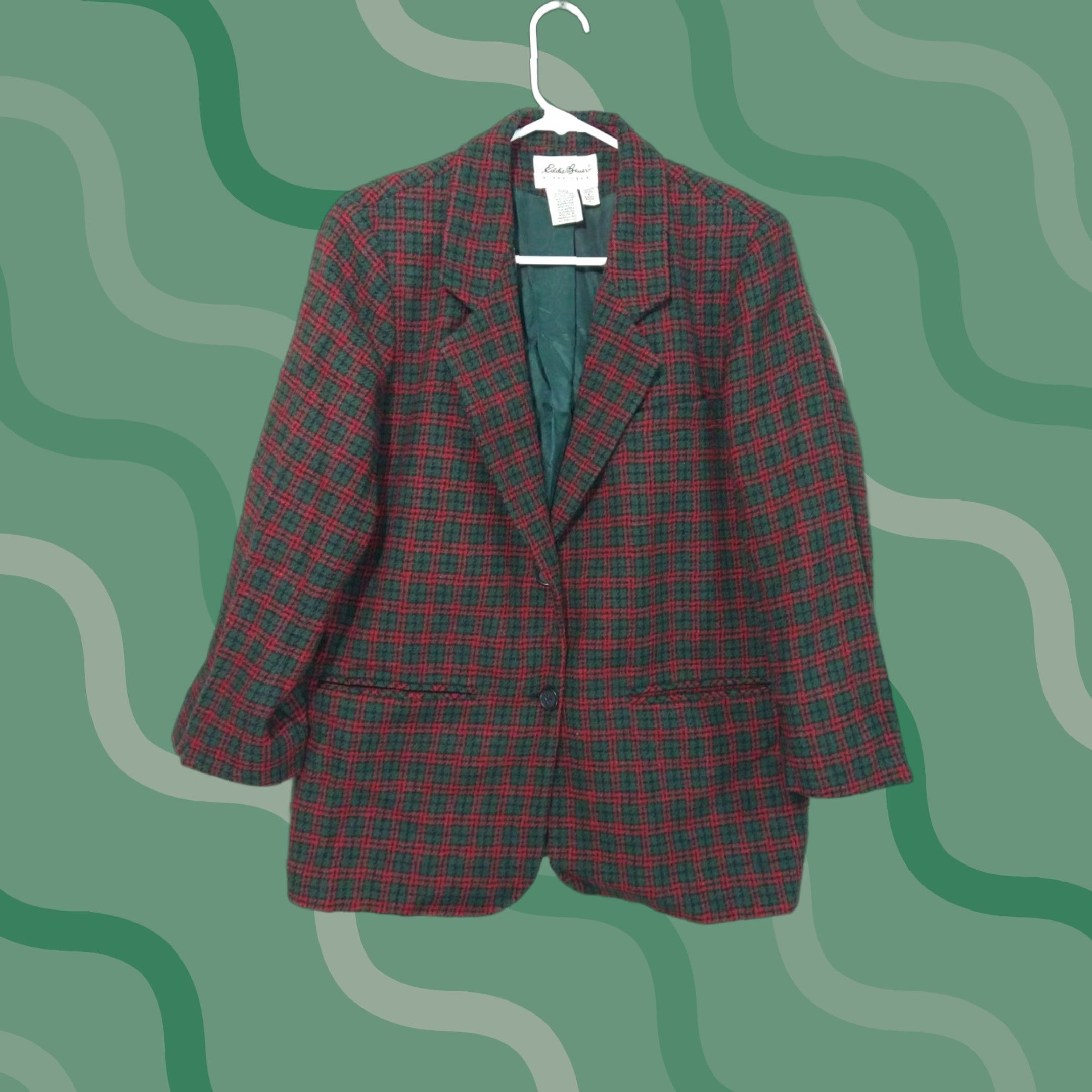Eddie Bauer VINTAGE Eddie Bauer Blazer Wool Jacket Coat PS Red Green Tartan Plaid Casual Womens Size S / US 4 / IT 40 - 1 Thumbnail