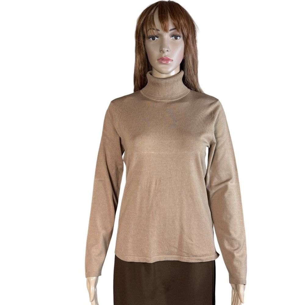 Other NWT New August Silk Silk Blend Beige Turtleneck Sweater Siz Size M / US 6-8 / IT 42-44 - 1 Thumbnail
