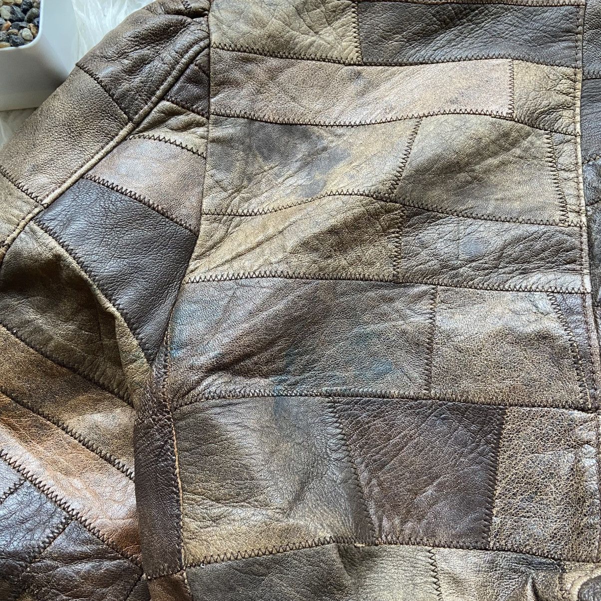 Japanese Brand 📌 Vintage York Patchwork Leather Y2K Brown Distressed Jacket Size L / US 10 / IT 46 - 14 Thumbnail