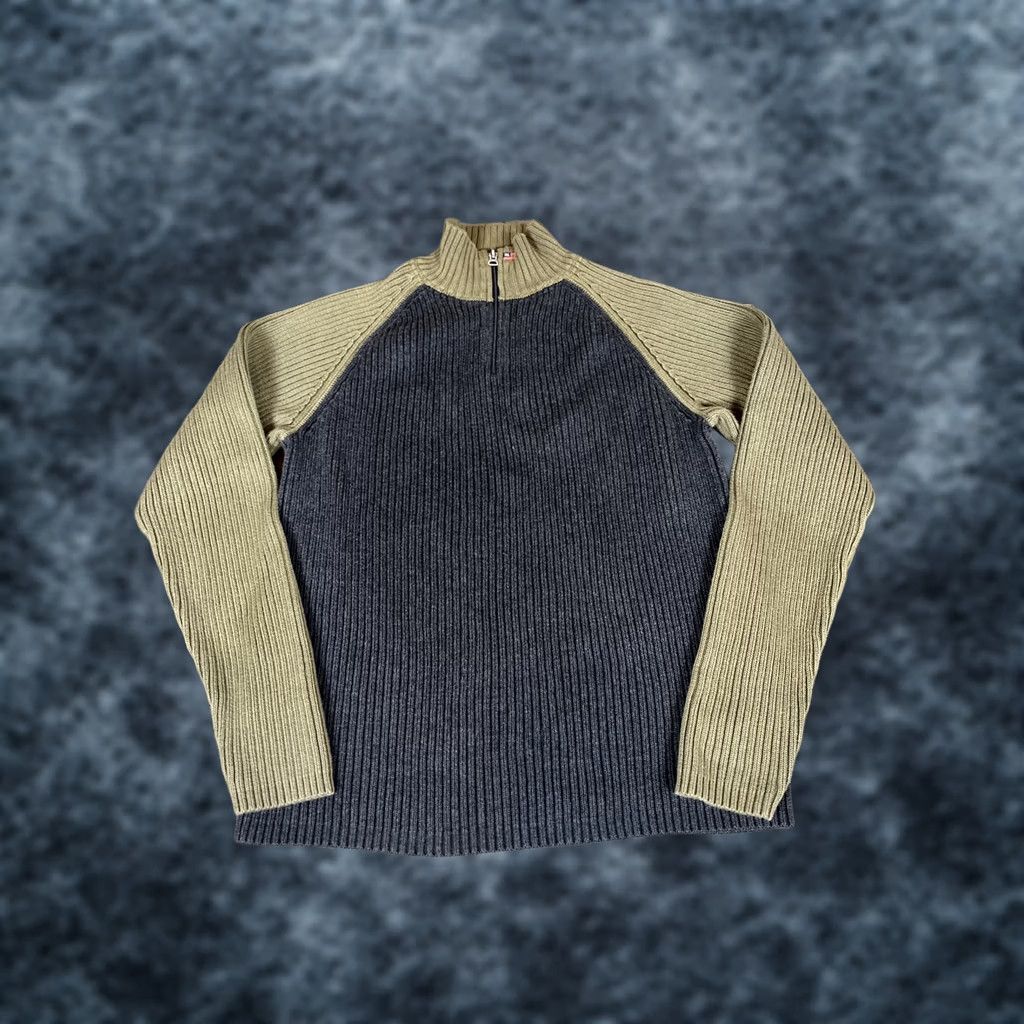 Ralph Lauren VINTAGE Ralph Lauren Jeans Co Sweater Mens L Mock Neck 1/4 Zip 2 Tone Gray Knit Pullover Size US L / EU 52-54 / 3 - 1 Thumbnail