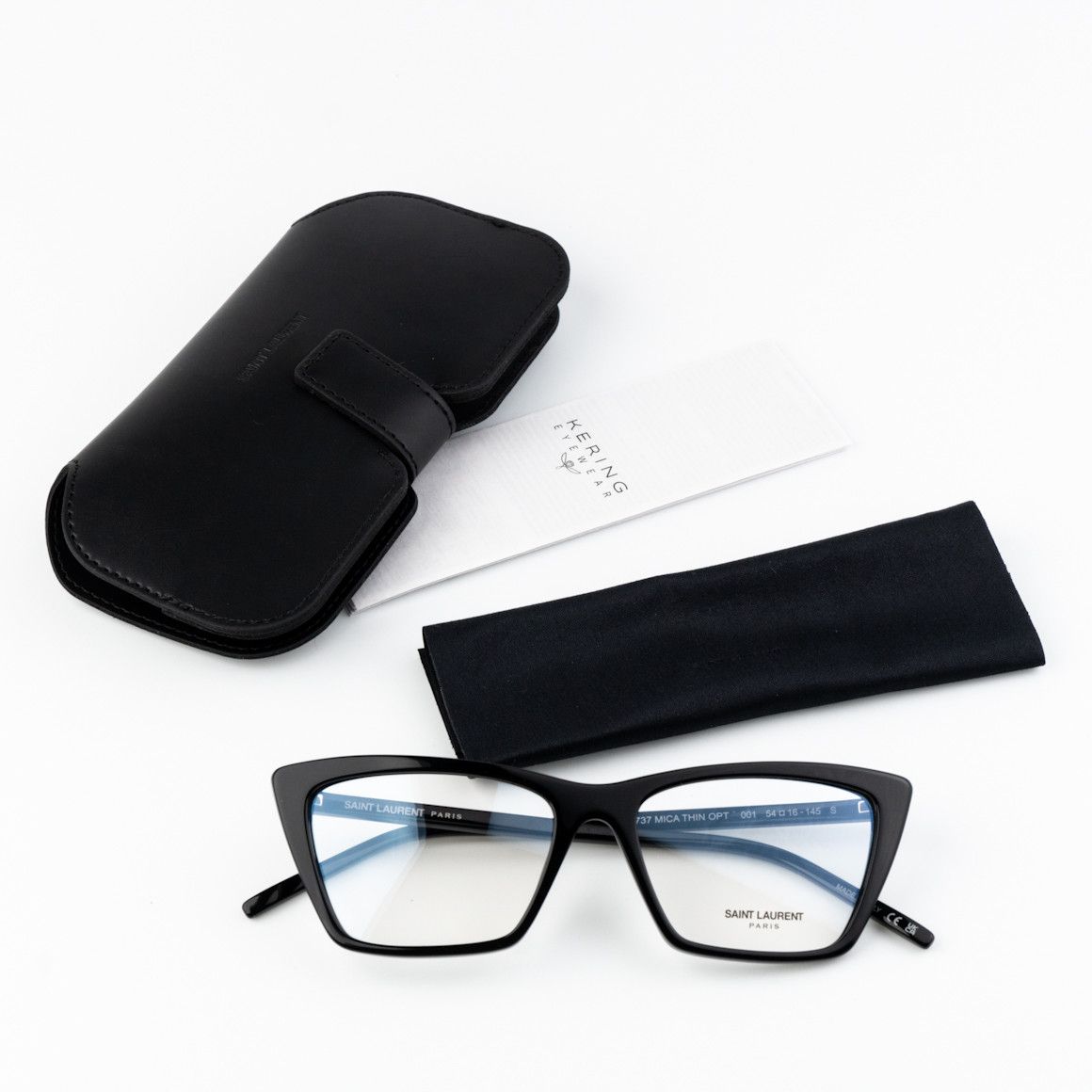 Saint Laurent Paris NEW Saint Laurent SL737 Mica 001 Cat Eye Unisex Eyeglasses Size ONE SIZE - 10 Thumbnail