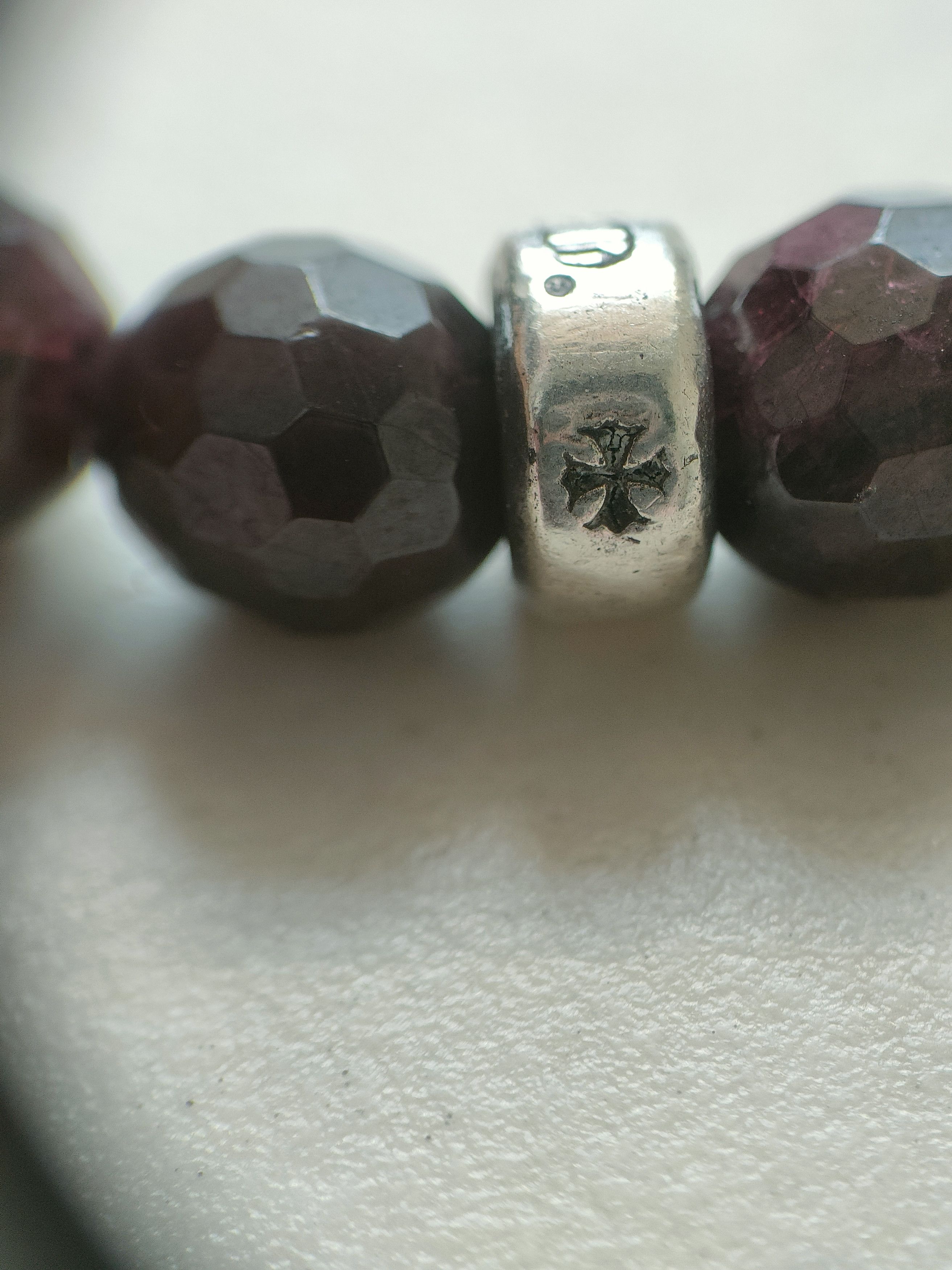 Chrome Hearts Chrome Hearts 6mm Garnet 2 Silver Beaded Dagger Bracelet Size ONE SIZE - 7 Thumbnail