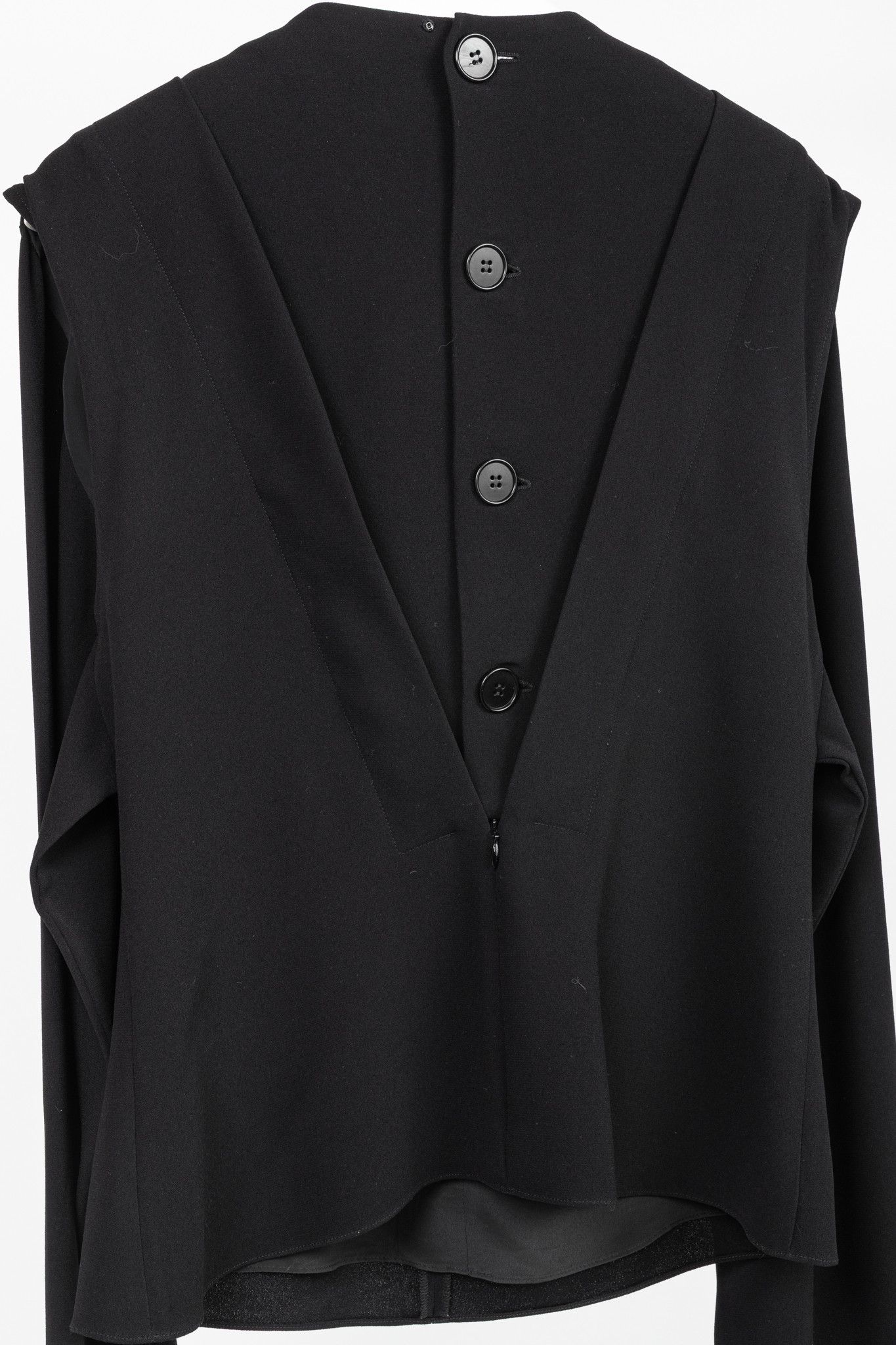 JW Anderson J.W. Anderson Black Crepe Draped-Neck Long-Sleeve Blouse Size L / US 10 / IT 46 - 9 Thumbnail