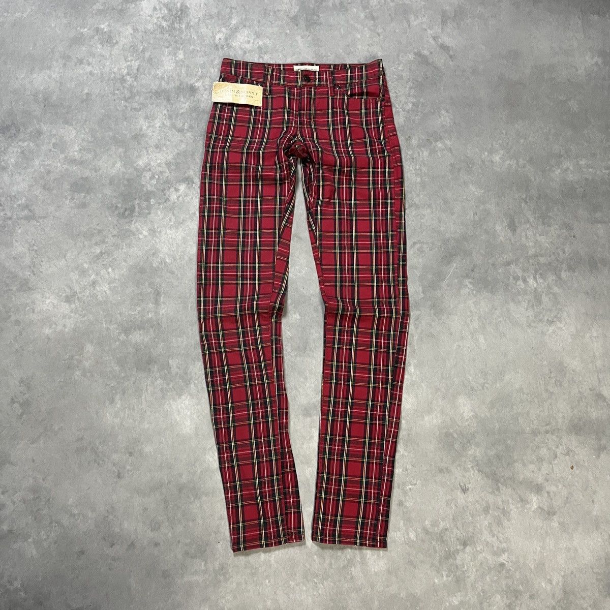 Denim & Supply Ralph Lauren Denim & Supply Ralph Lauren Red Tartan Slim Fit Punk Pants Size US 26 / EU 42 - 1 Thumbnail