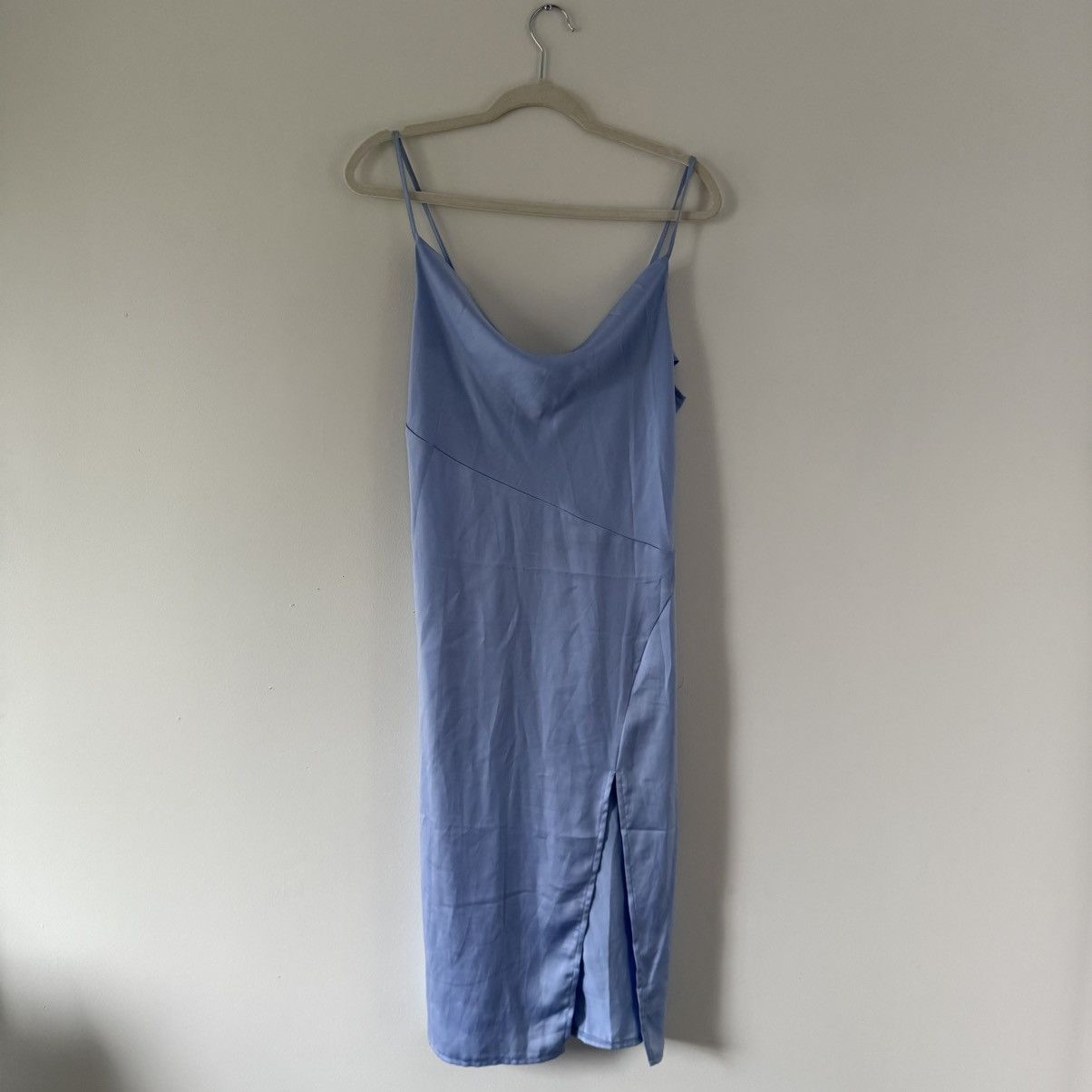 Other Powder Blue Satin Midi Slip Dress | Romantic Feminine Size M / US 6-8 / IT 42-44 - 1 Thumbnail