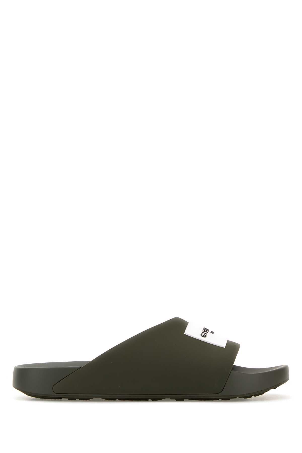 Givenchy Army Green Rubber Label Slippers Size US 10 / EU 43 - 1 Thumbnail