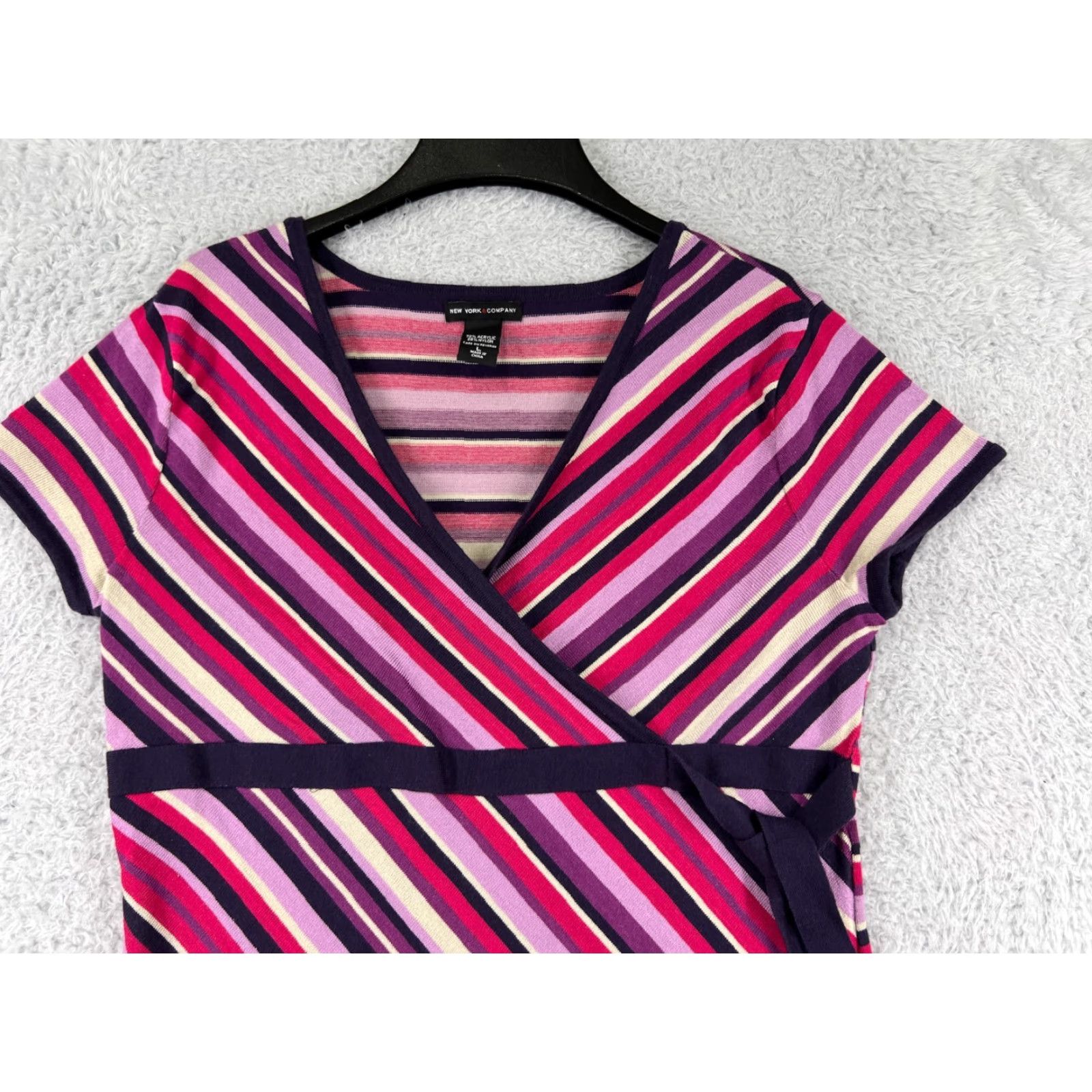 Vintage New York & Company Shirt Mens Large Pink Striped 70s Retro Look Acrylic Size L / US 10 / IT 46 - 4 Thumbnail