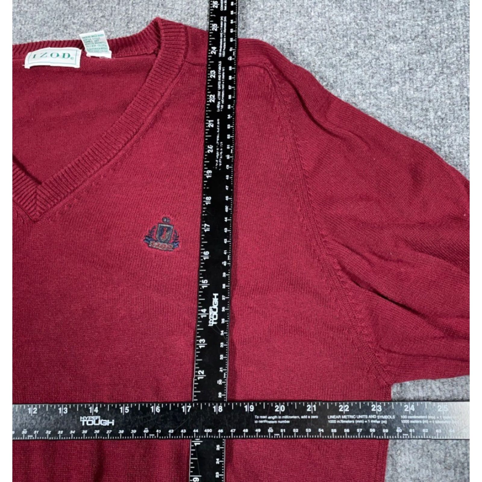 Izod VINTAGE 90s IZOD V-Neck Sweater Adult Large Dark Red Cotton Pullover Knit Mens Size US L / EU 52-54 / 3 - 4 Thumbnail