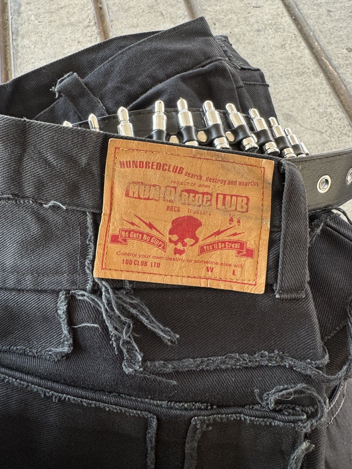 Japanese Brand 🔥Rare Hundred Club Destroy Anarchy Crush Patch Demin Pants Size US 32 / EU 48 - 3 Thumbnail