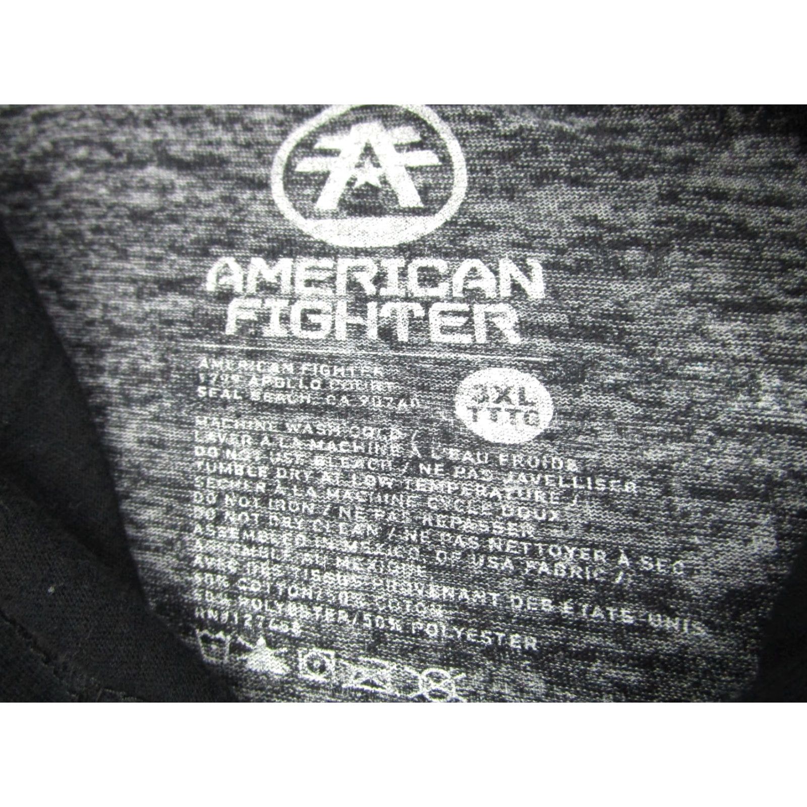 Vintage American Fighter Shirt Mens 2XL Gray Black Hooded Athletic Tee Premium Graphic Size US XXL / EU 58 / 5 - 5 Thumbnail