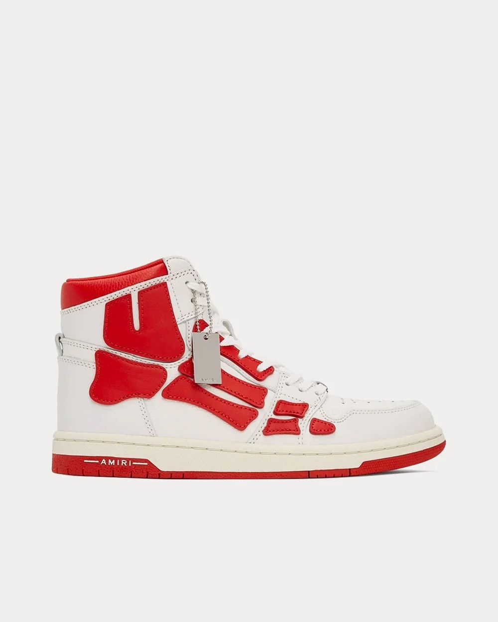 o1mle0925 Skel Hi Top Sneakers in White/Red