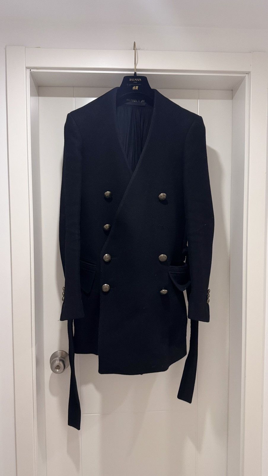 Balmain x H&M Double Breasted Collarless Coat