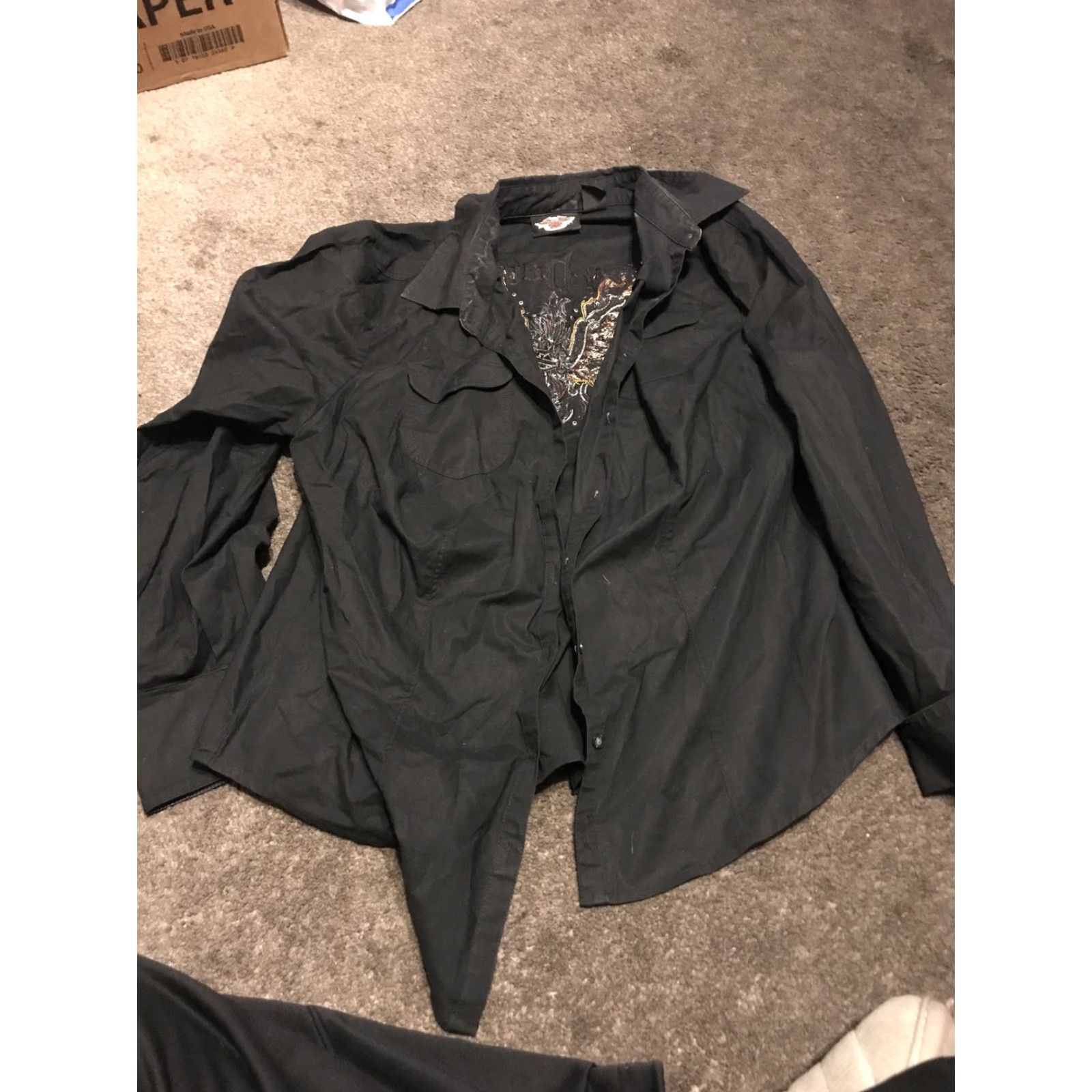 Harley Davidson HARLEY-DAVIDSON ROAD ANGEL WOMENS 1W PLUS BUTTON-UP BLACK 96201-09VW Size XS / US 0-2 / IT 36-38 - 3 Thumbnail