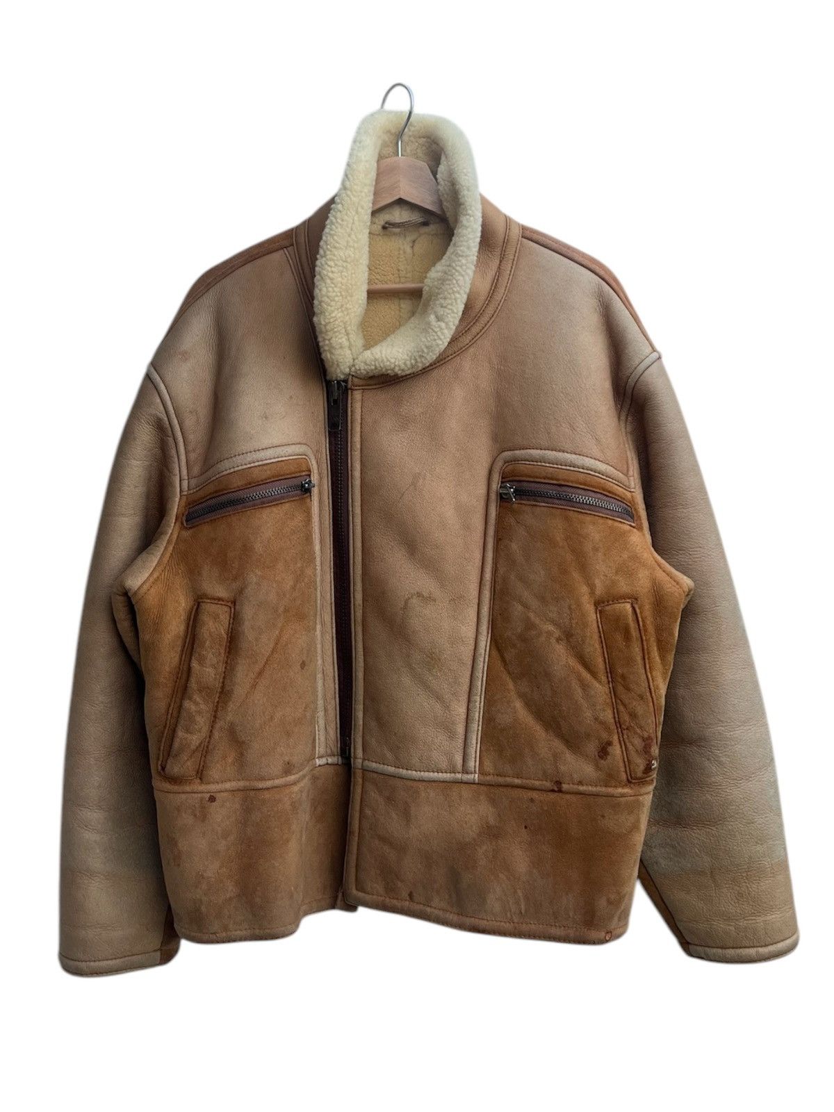 Genuine Leather × Japanese Brand × Leather Ohfesta Sheepskin Shearling Flight Jacket Size US M / EU 48-50 / 2 - 2 Thumbnail