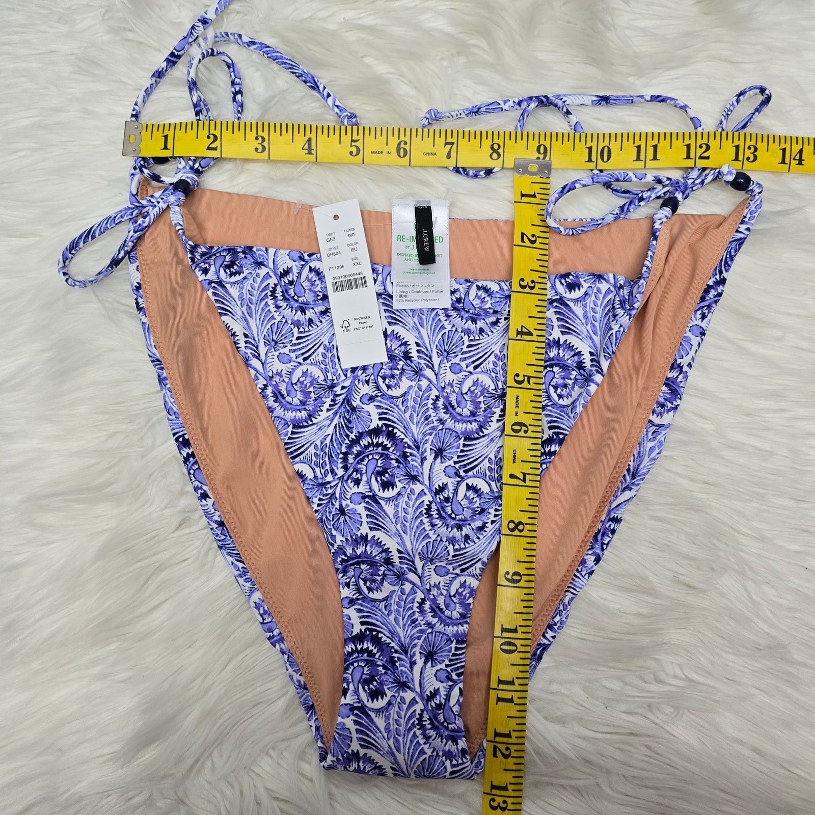 J.Crew NWT J. Crew Cheeky String Bikini Bottom w Beads Floral XXL Size ONE SIZE - 11 Thumbnail