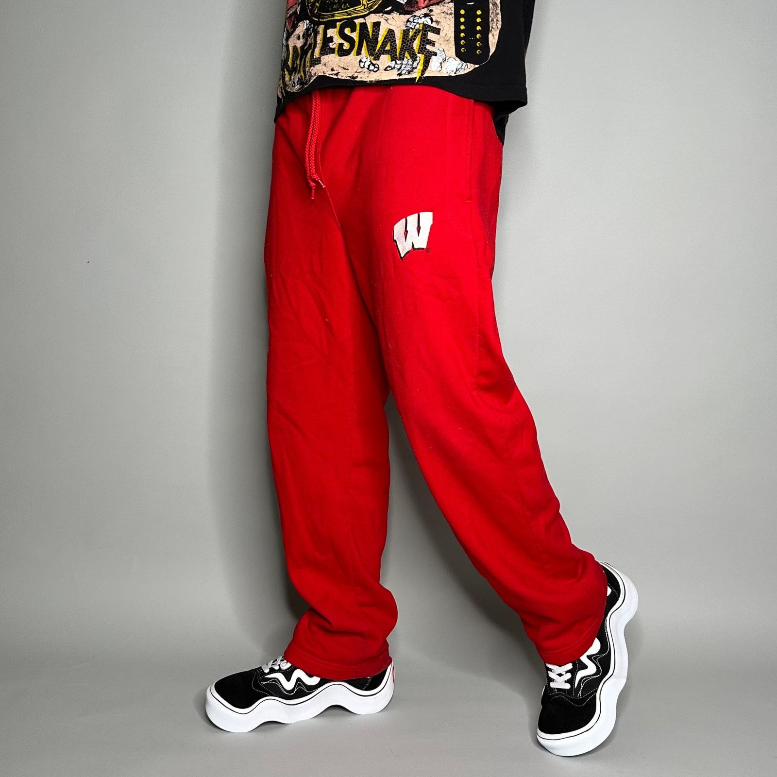 Pro Edge Vintage Y2K Wisconsin Sweatpants Mens S Relaxed Red White Size US 30 / EU 46 - 1 Thumbnail