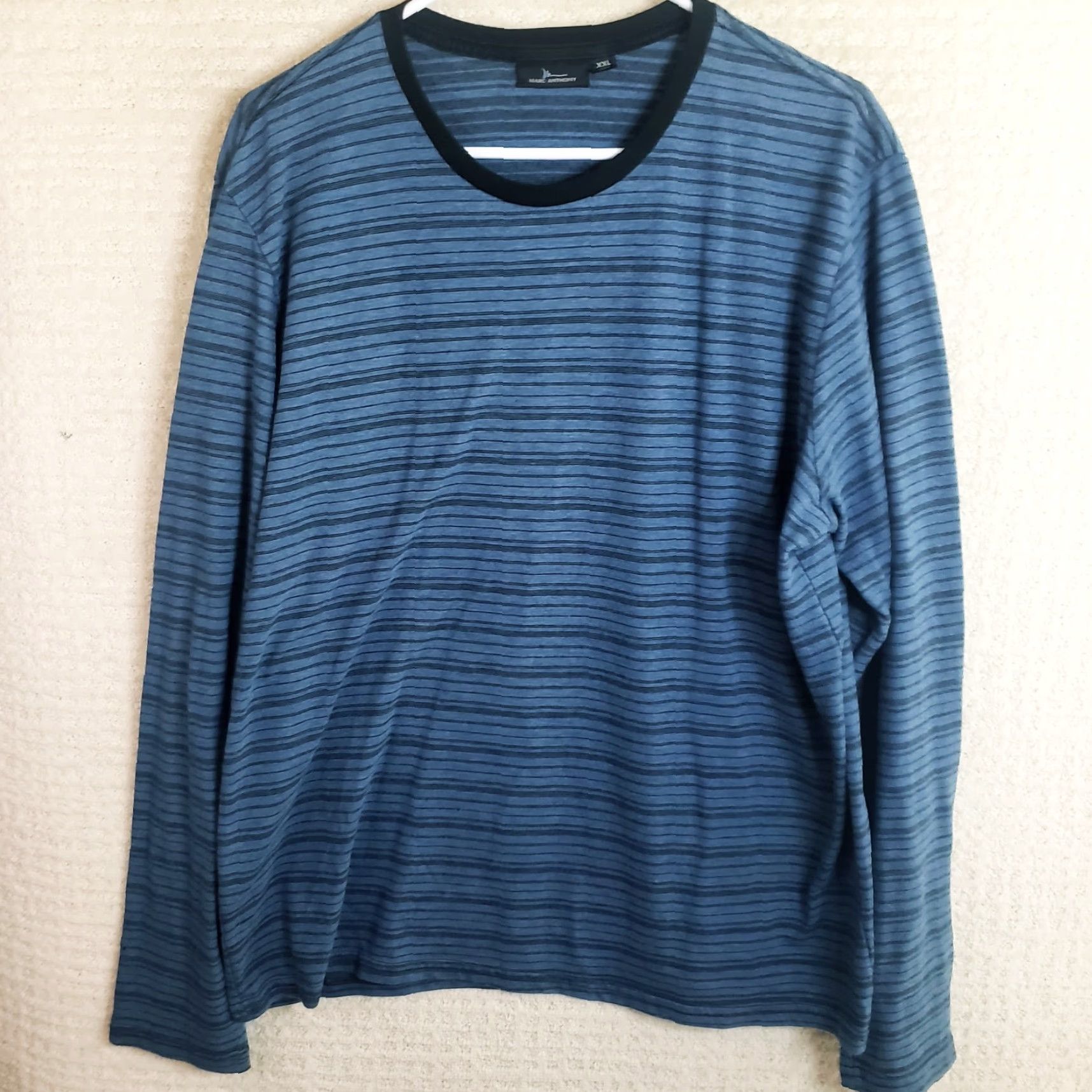 Marcs Men's Marc Anthony Blue Striped Long Sleeve Crew Neck Shirt XXL Size US XXL / EU 58 / 5 - 2 Thumbnail