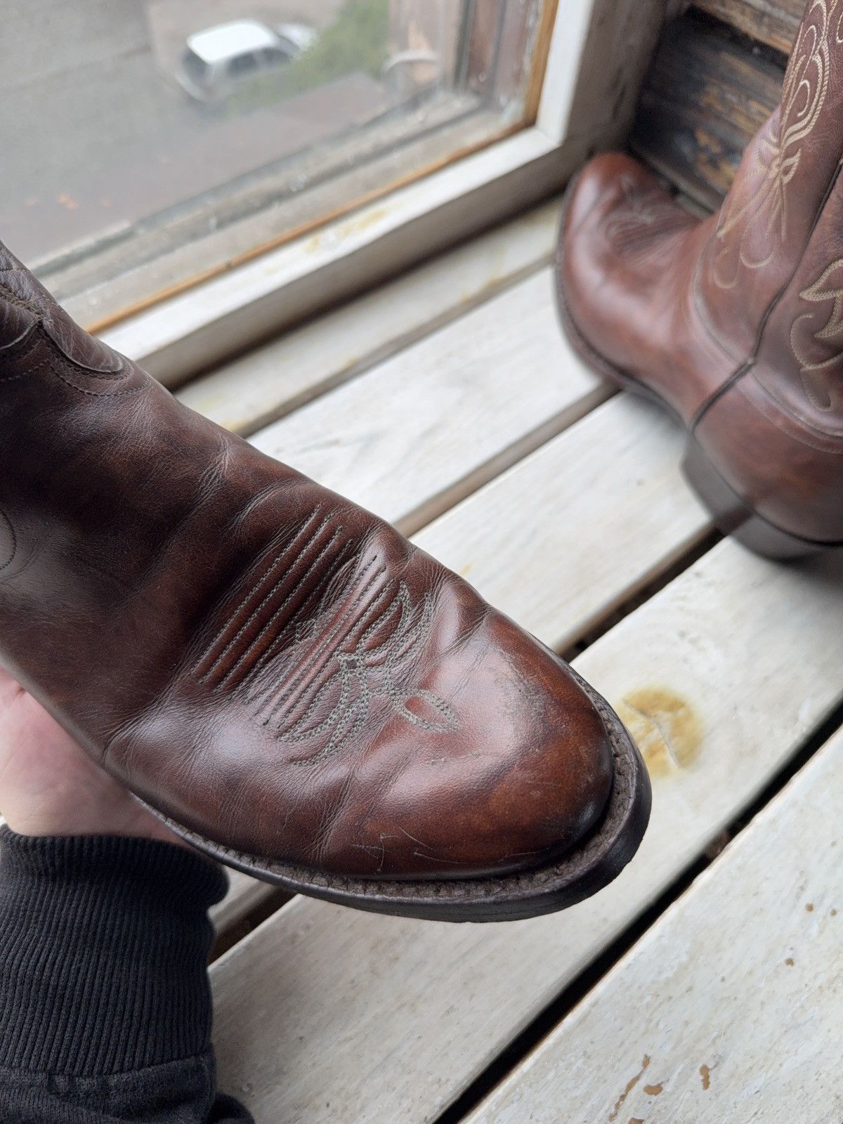 Justin Boots Justin Boots 1652 Brown Leather Western Cowboy Boots USA Size US 12 / EU 45 - 3 Thumbnail