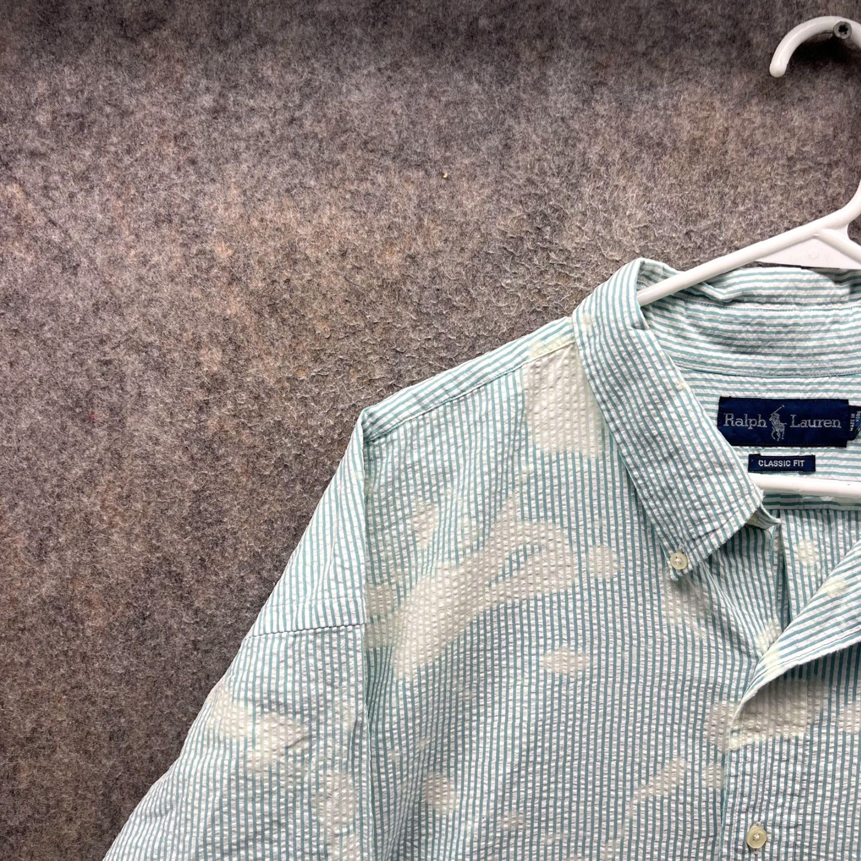 Ralph Lauren Ralph Lauren Shirt Mens 2XLT Green Seersucker Short Sleeve Button Tall Bleached Size US XXL / EU 58 / 5 - 3 Thumbnail