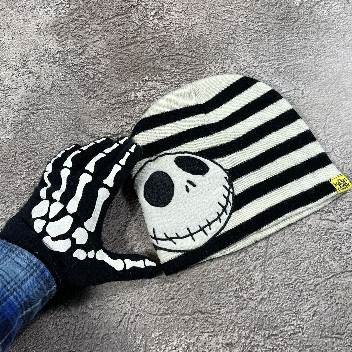 Vintage Vintage Y2K Striped Skull Graphic Beanie Black White Swag OS Size ONE SIZE - 4 Thumbnail