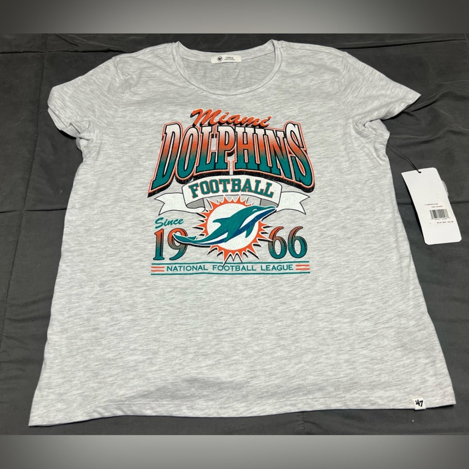 47 'NWT 47 Women's Miami Dolphins Rimrocker T-Shirt LARGE Grey Size L / US 10 / IT 46 - 2 Thumbnail