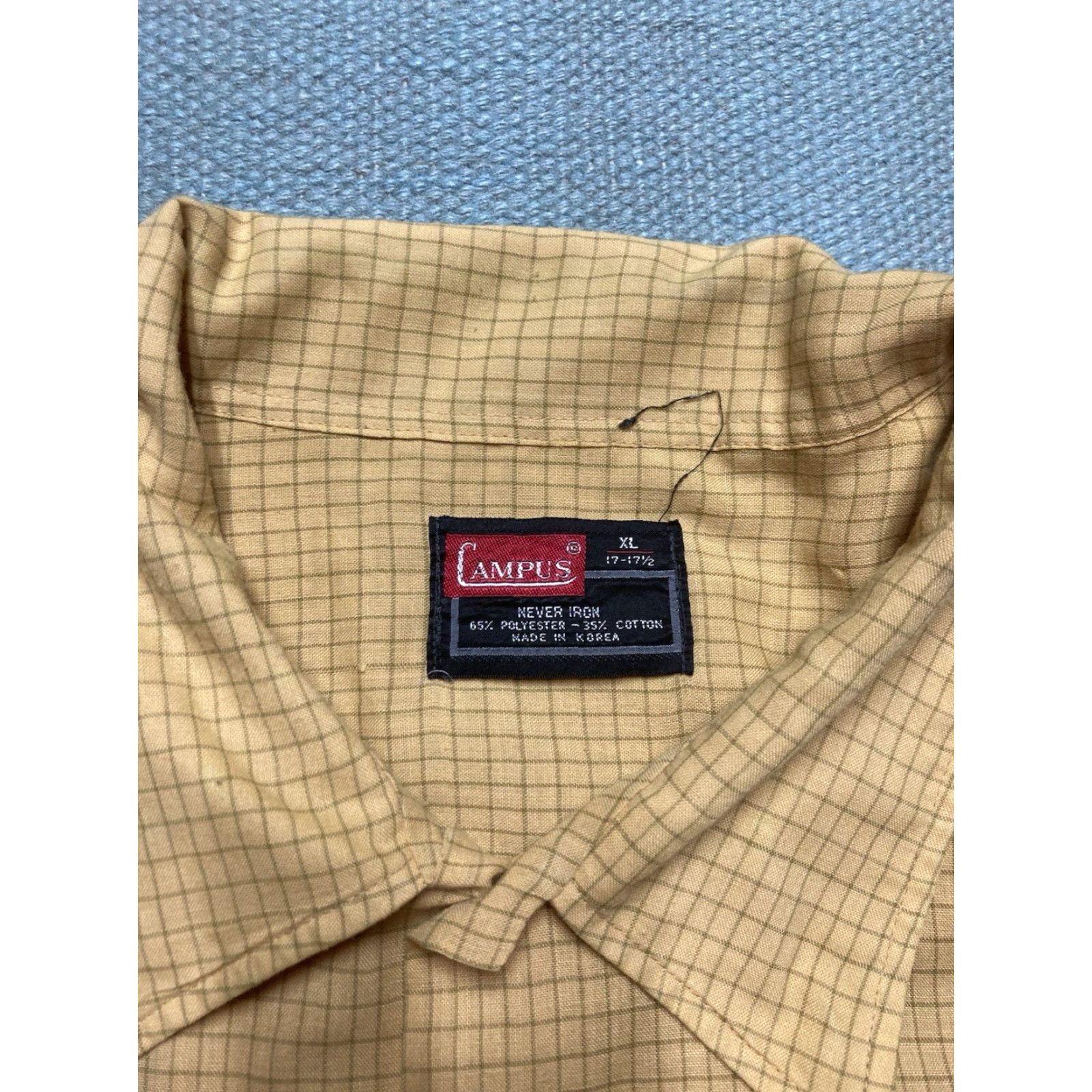 Vintage VINTAGE Campus 70s Button-Up Shirt Long Sleeve Yellow Plaid Lightweight Men XL Size US XL / EU 56 / 4 - 7 Thumbnail
