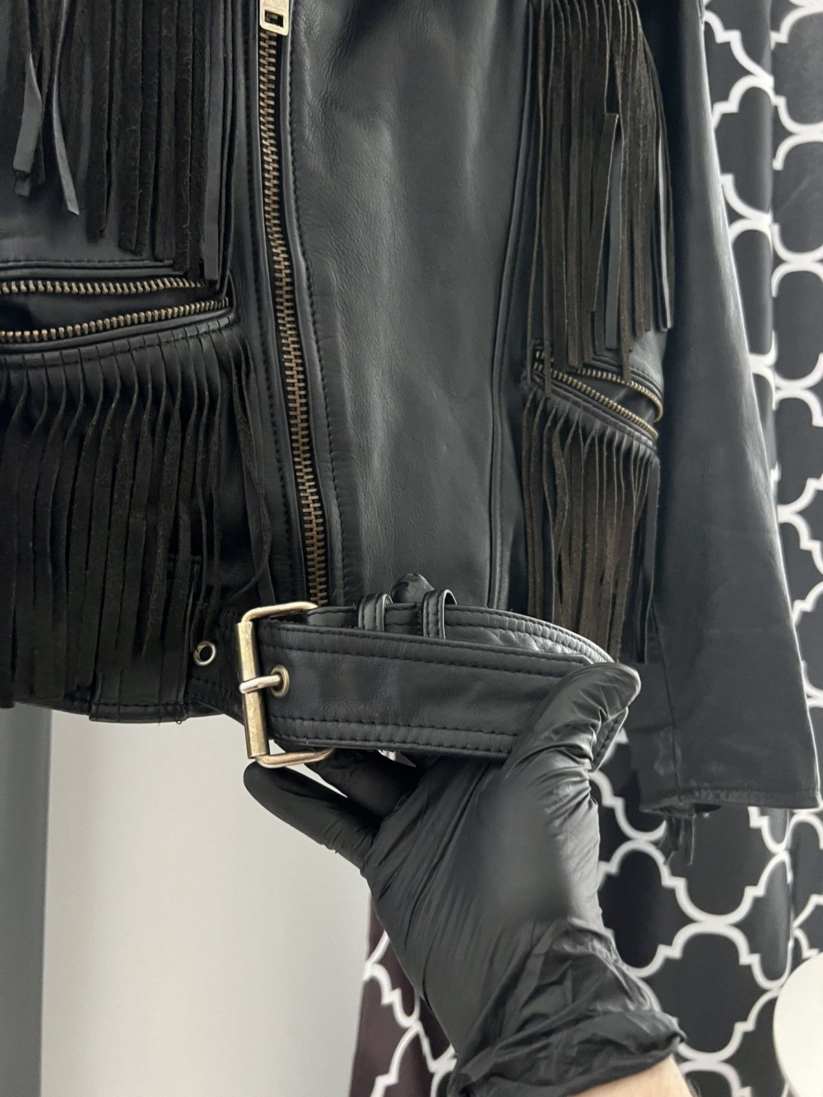 Vintage IXS Leather Fringe Motorcycle Jacket Black Vintage Biker M Size US M / EU 48-50 / 2 - 16 Thumbnail
