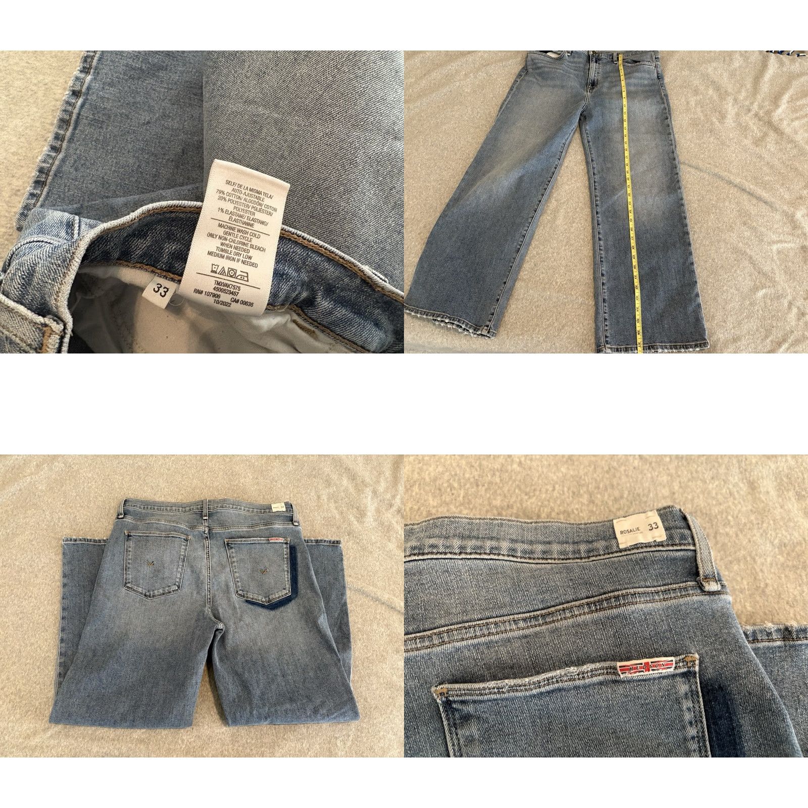 Hudson Hudson Rosalie Wide Leg Denim Jeans Blue Womens 33 Size Regular Zip Jeans Womens Blue 33 Hudson Rosalie Wide-Leg Denim Team Size 24" / US 00 / IT 34 - 8 Thumbnail