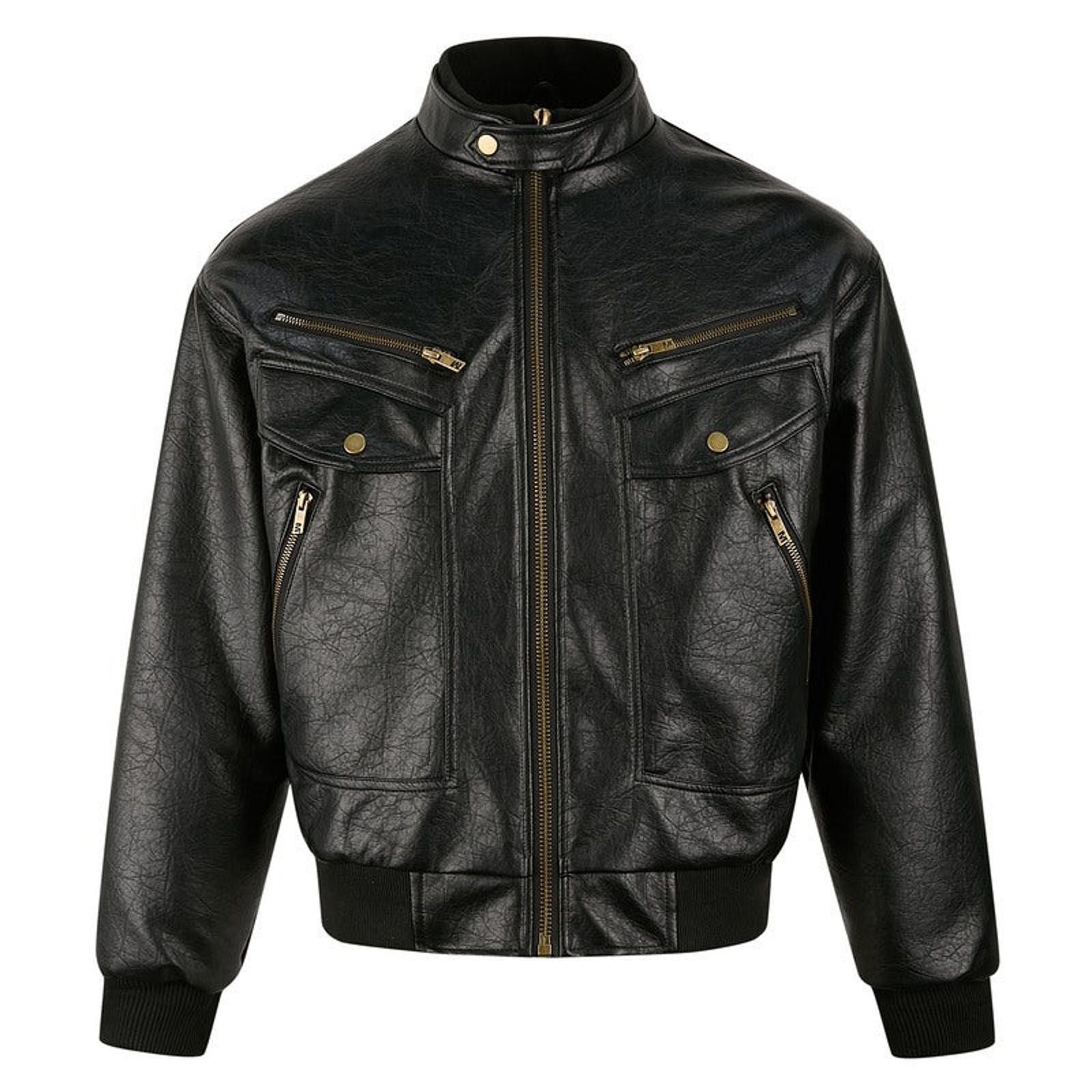 Leather Faux Leather Bomber Jackets, Zip Pockets Size US M / EU 48-50 / 2 - 1 Thumbnail