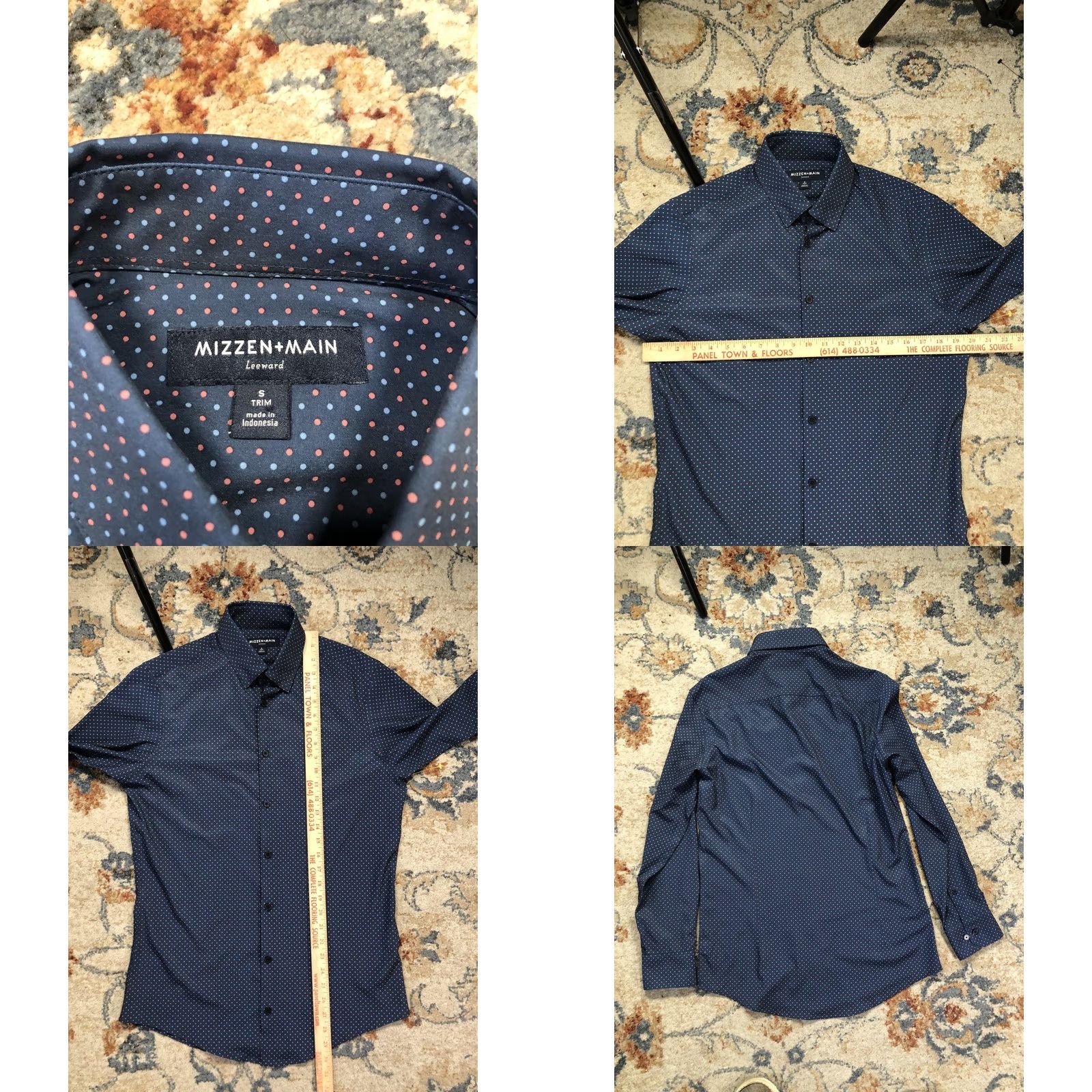 Mizzen+Main Mizzen+Main Shirt Mens Small Blue Micro Dot Leeward Trim Performance Button Down Size US S / EU 44-46 / 1 - 8 Thumbnail