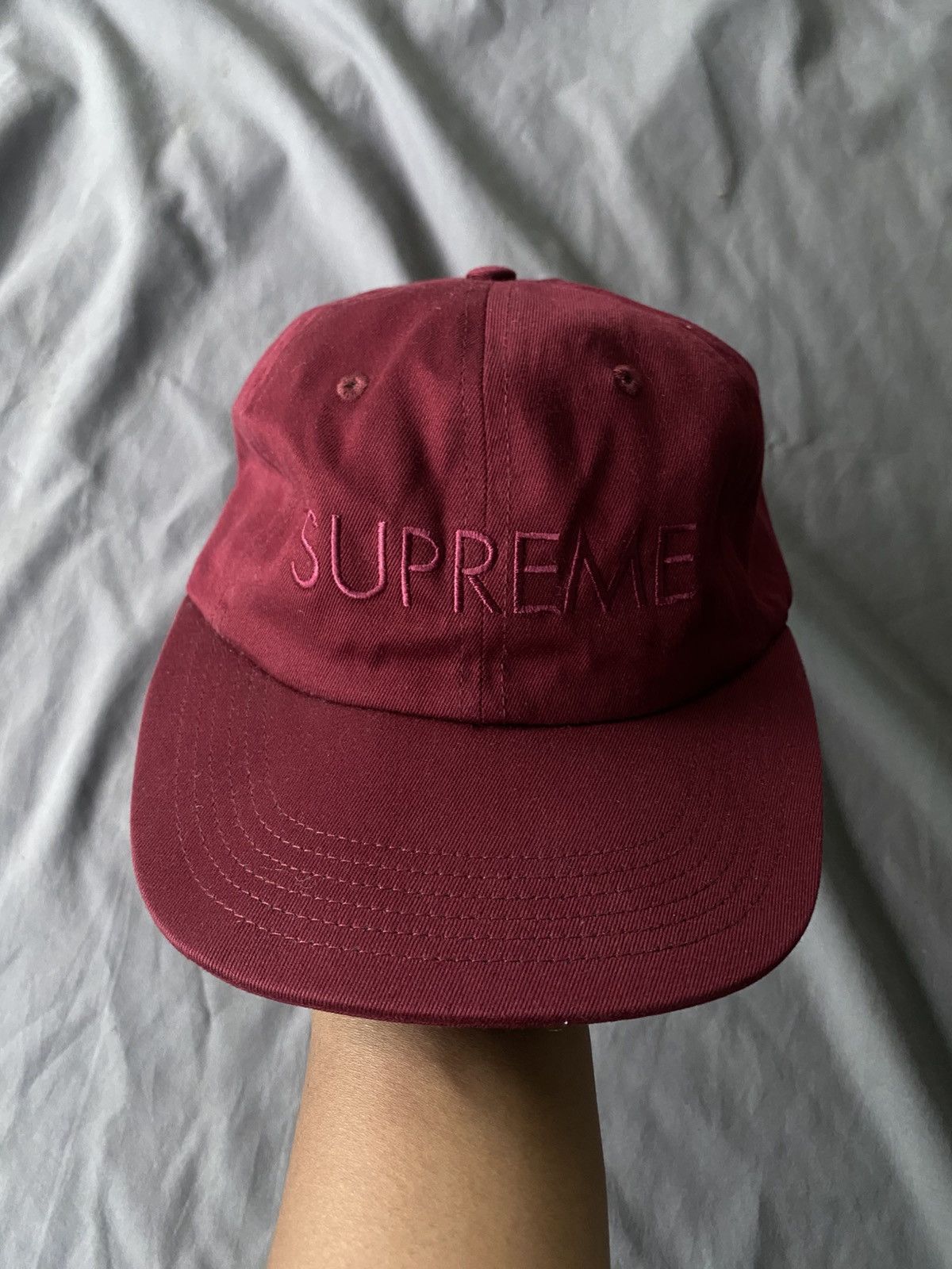 Supreme Tonal Logo Burgundy 6 panel FW15