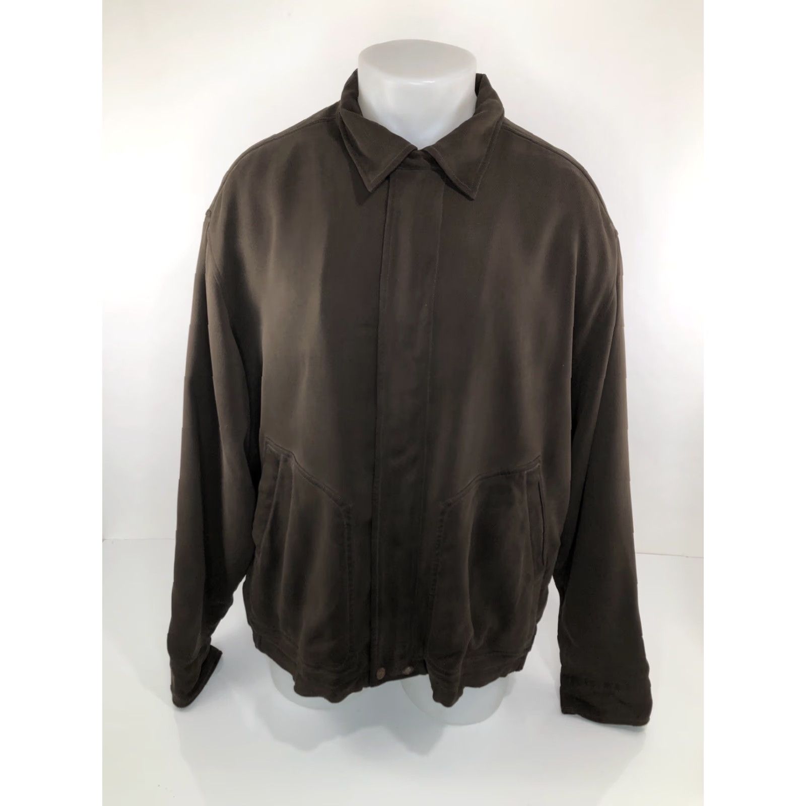 Tommy Bahama TOMMY BAHAMA Jacket Mens XL Full Zip 100% Silk Brown Size US XL / EU 56 / 4 - 2 Thumbnail
