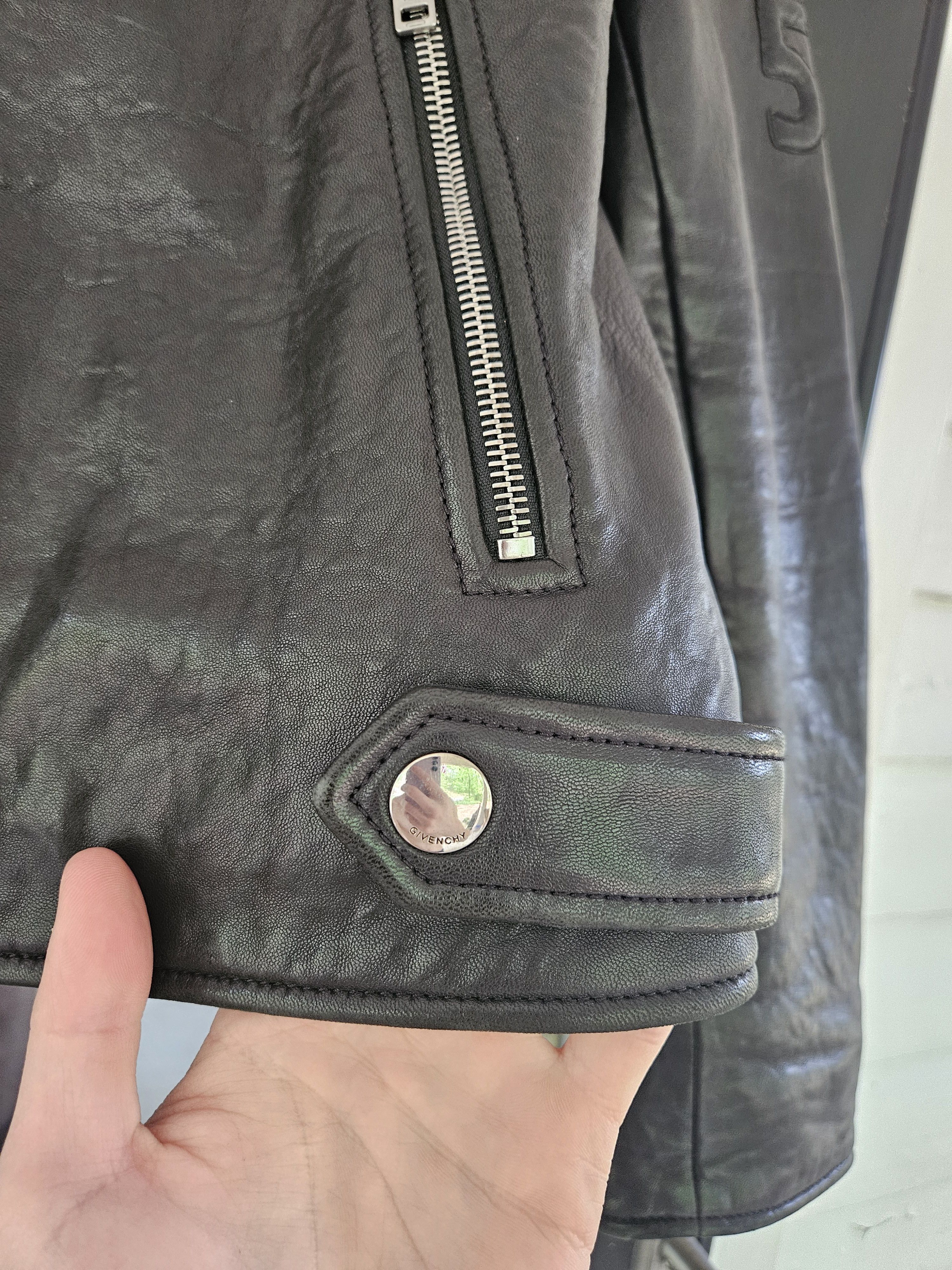 Givenchy Black Lambskin Quilted Zip Up Leather Moto Jacket Size US L / EU 52-54 / 3 - 7 Thumbnail