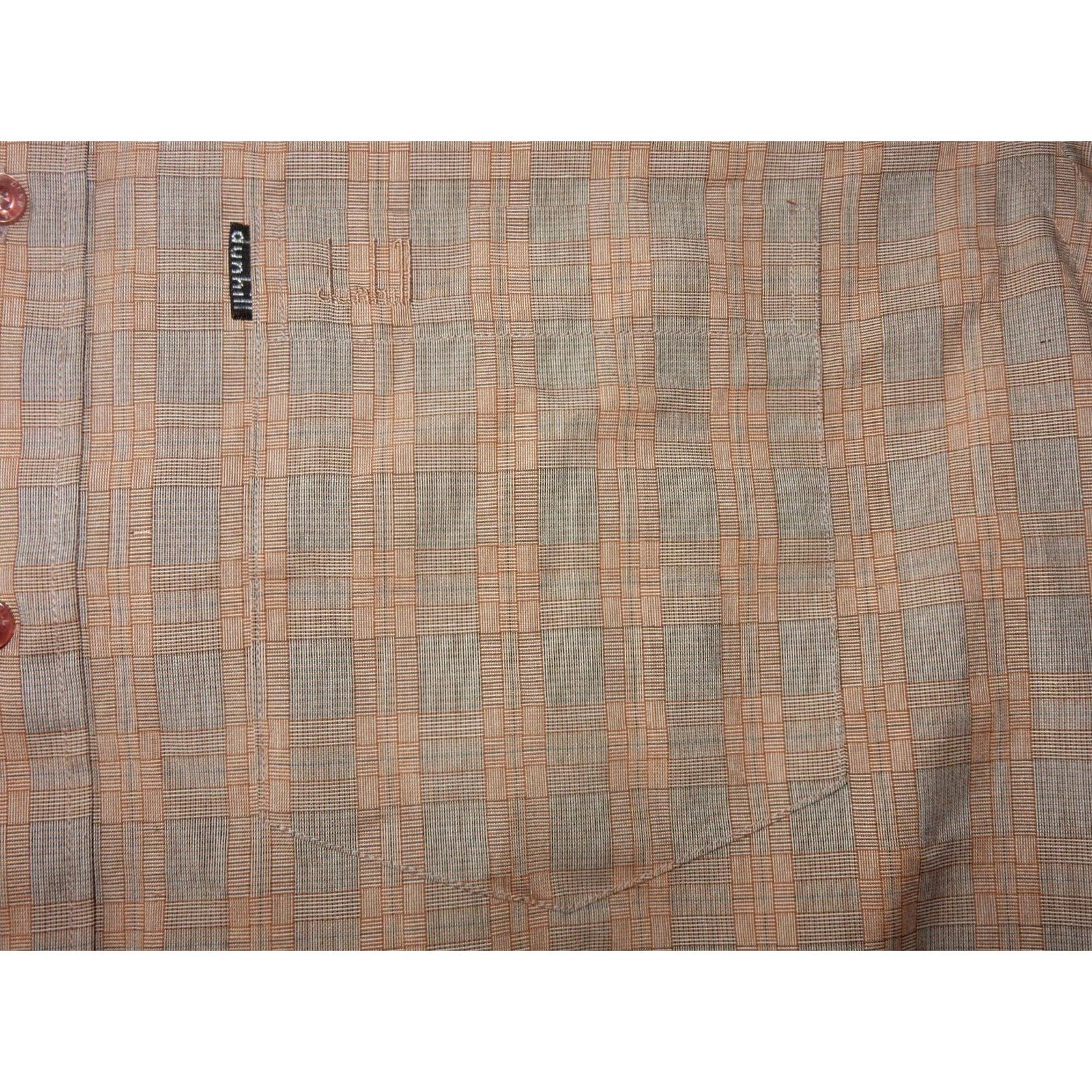 Vintage VTG Dunhill Men's Dress Shirt Size 15.5-32 Pink Plaid England Made Long Sleeve Shirt Mens Regular 29 1/2 Chest 28" Length Size 42R - 3 Thumbnail