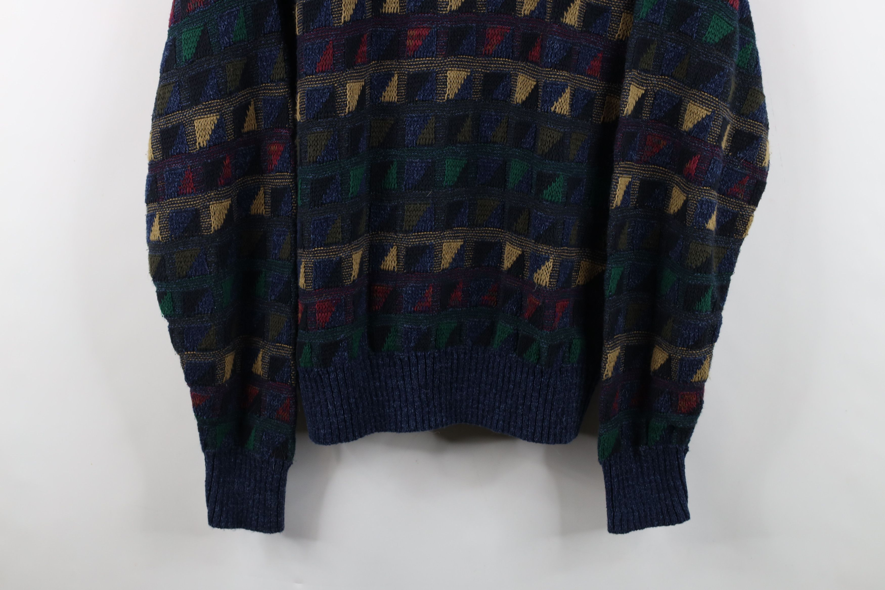 Vintage Vintage 90s Streetwear Rainbow Checkered Knit Sweater USA Size US L / EU 52-54 / 3 - 3 Thumbnail