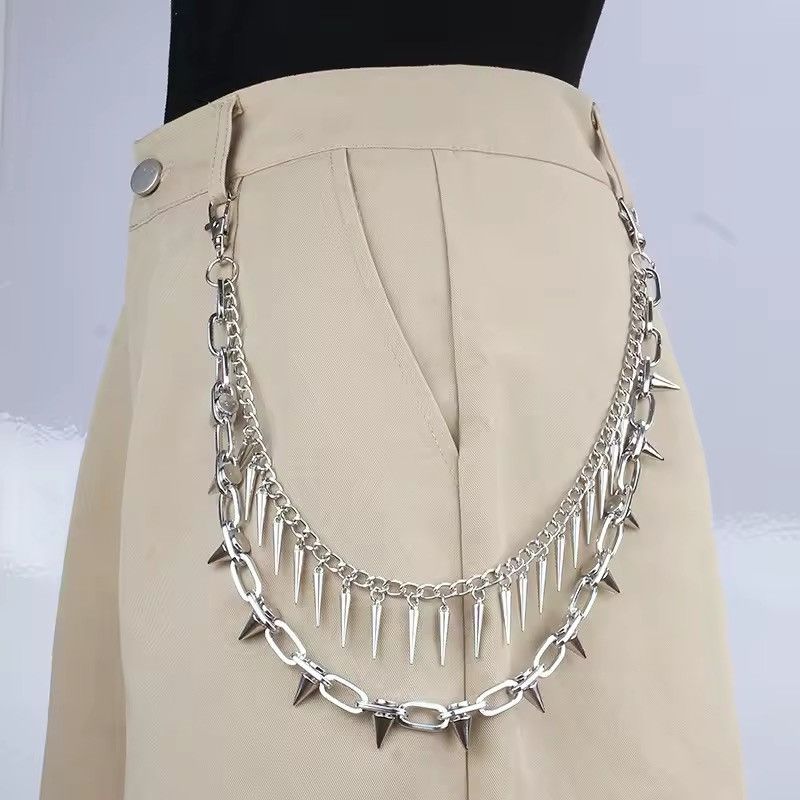 Jean × Vintage Punk Metal Layered Spike Chain Jean Accessories Size ONE SIZE - 2 Thumbnail