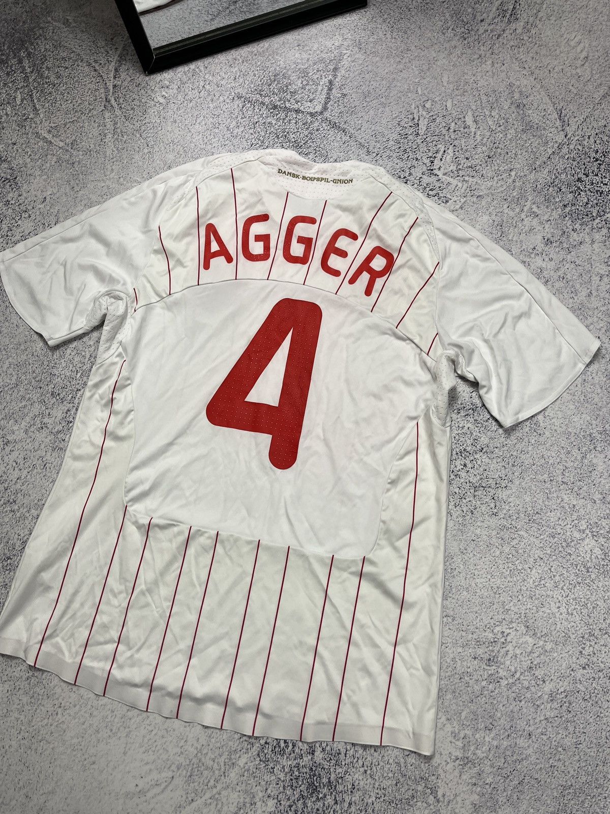Adidas × Vintage Adidas Denmark 2008 #4 Agger Away Soccer Jersey Football Size US XL / EU 56 / 4 - 15 Thumbnail